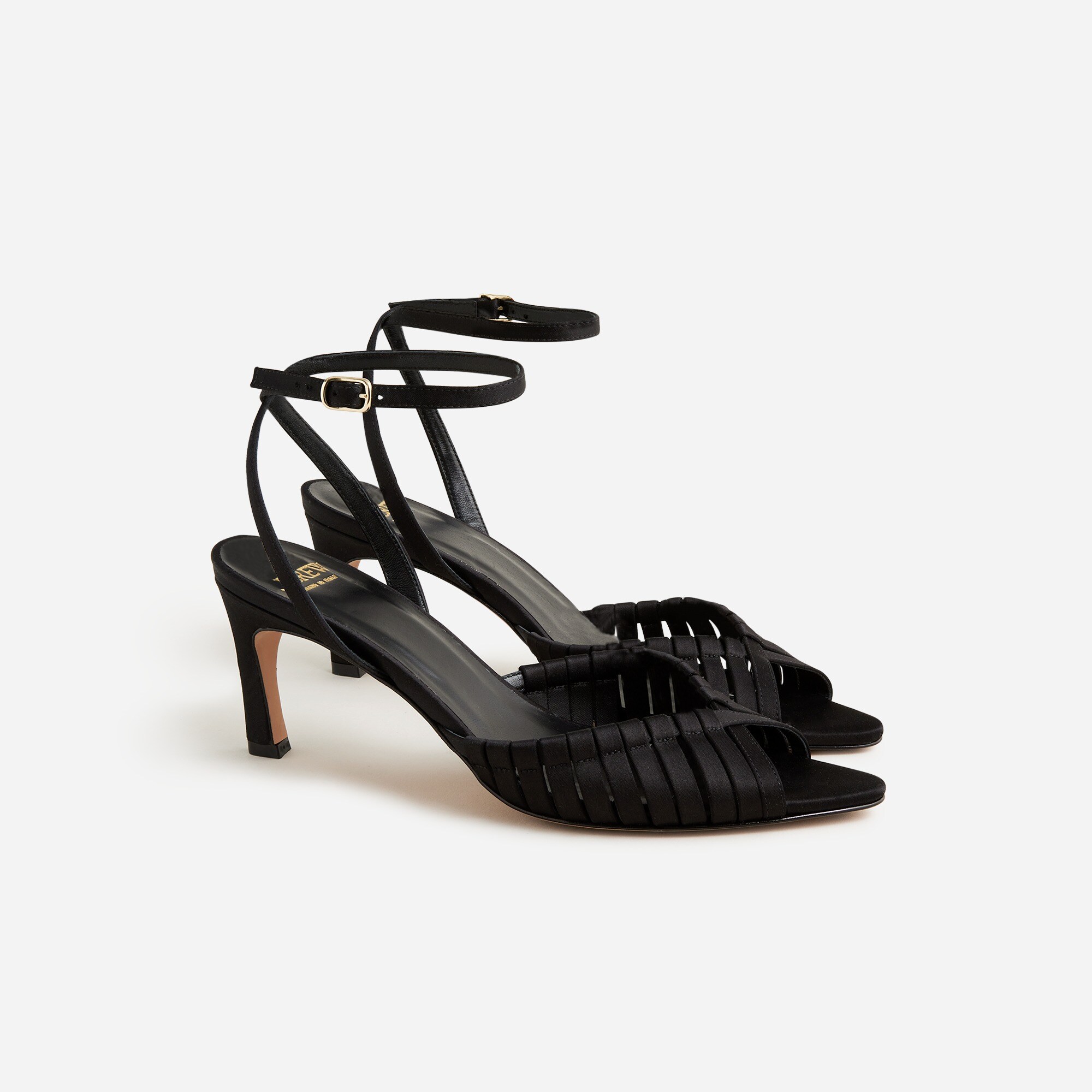 Made-in-Italy curved-heel sandals in satin