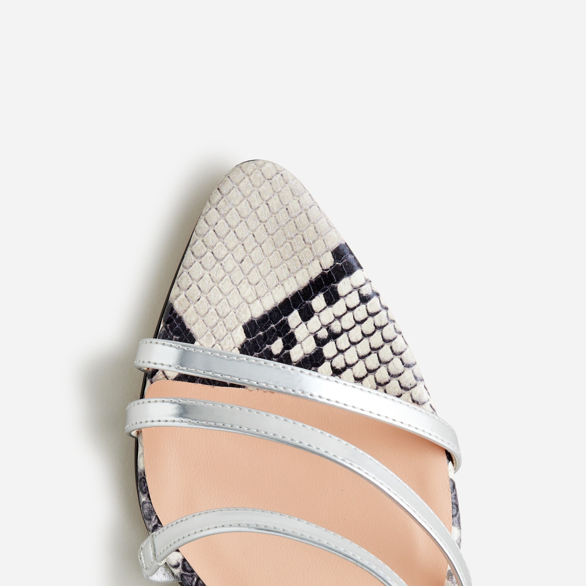 Made-in-Italy curved-heel sandals in metallic leather