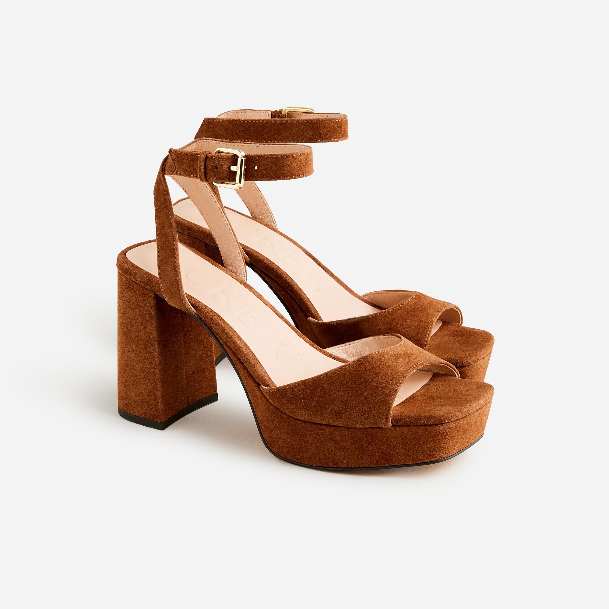 Ankle-strap platform heels in suede
