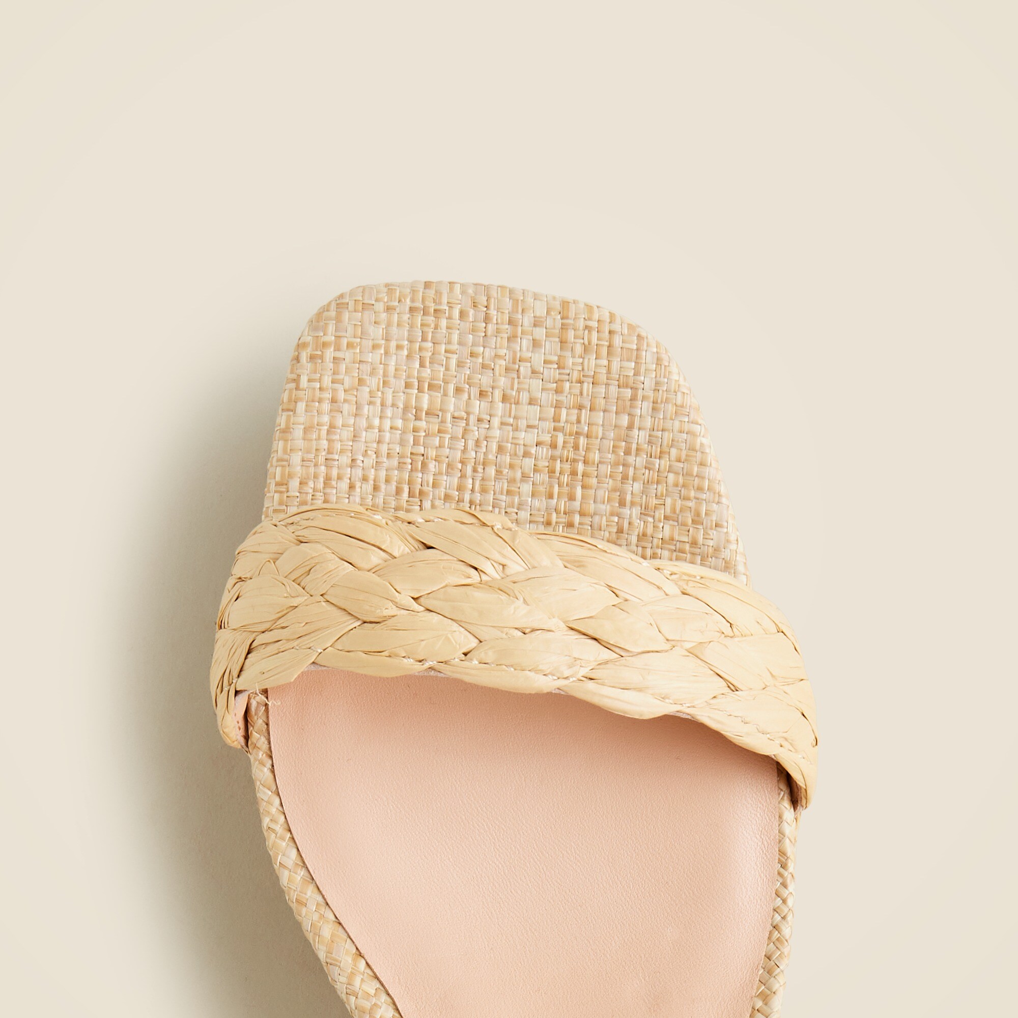 Ankle-strap platform heels in faux raffia