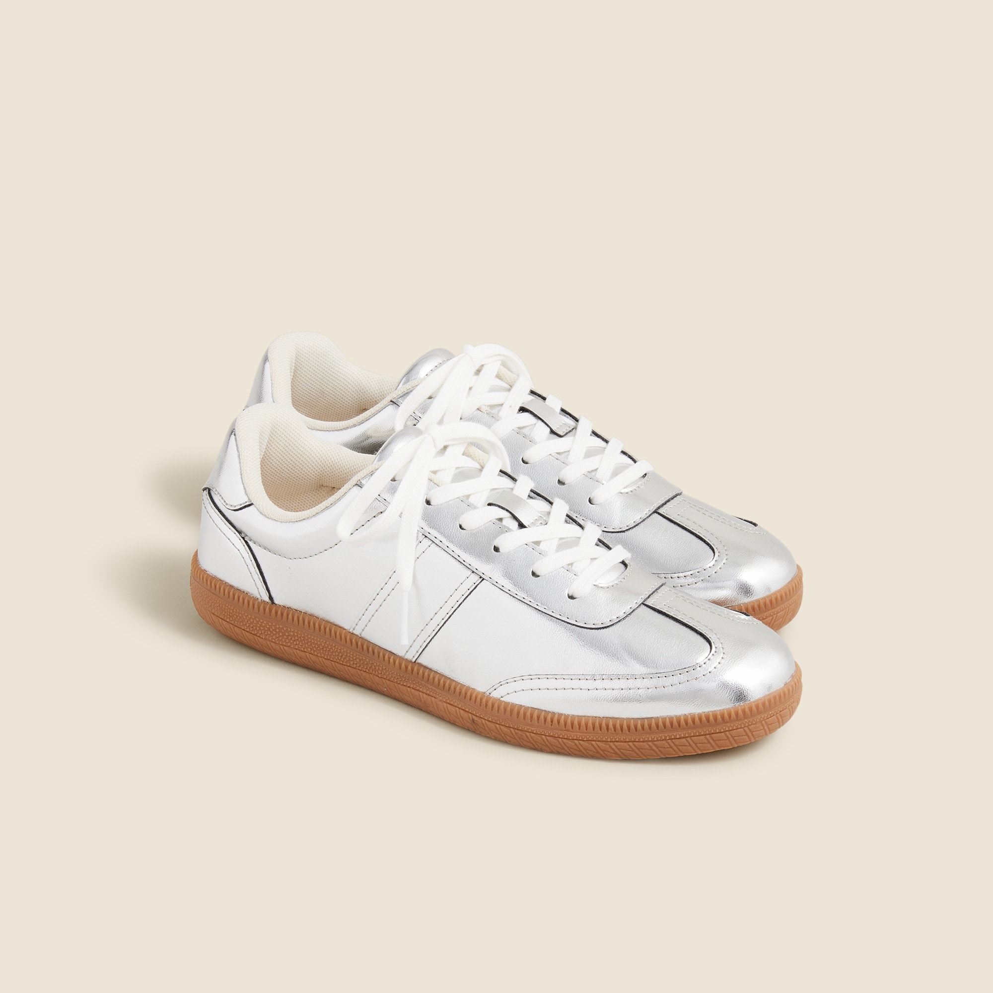 j.crew field sneakers in metallic for women