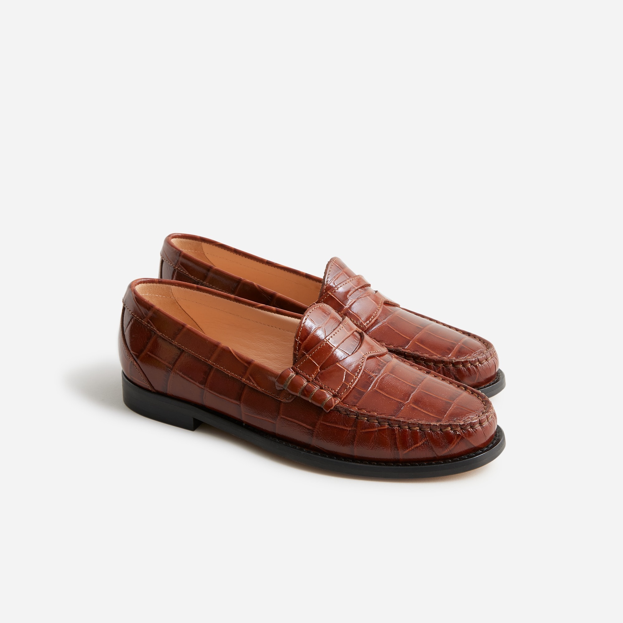 womens Winona penny loafers in croc-embossed leather