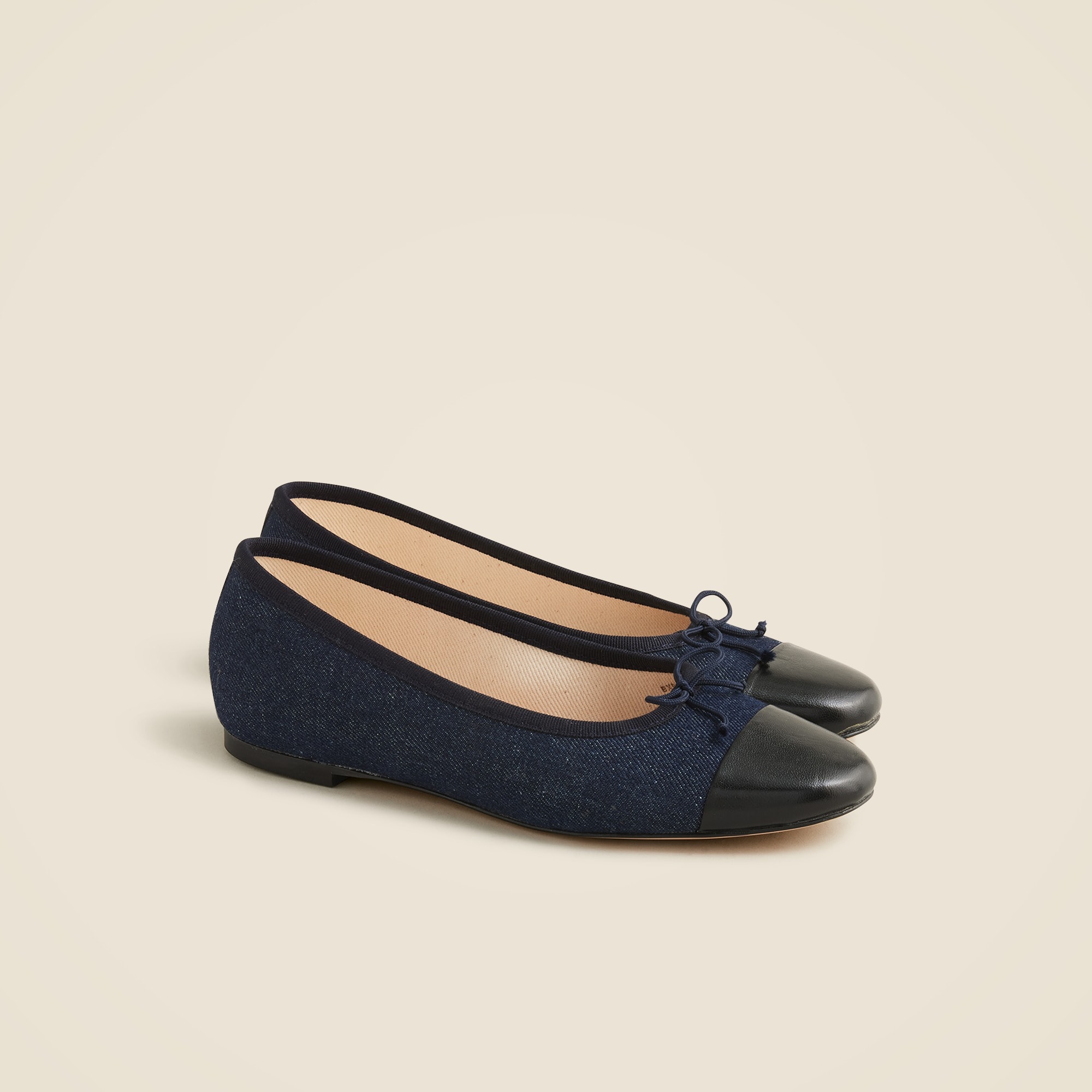 Zoe cap toe ballet flats in washed denim