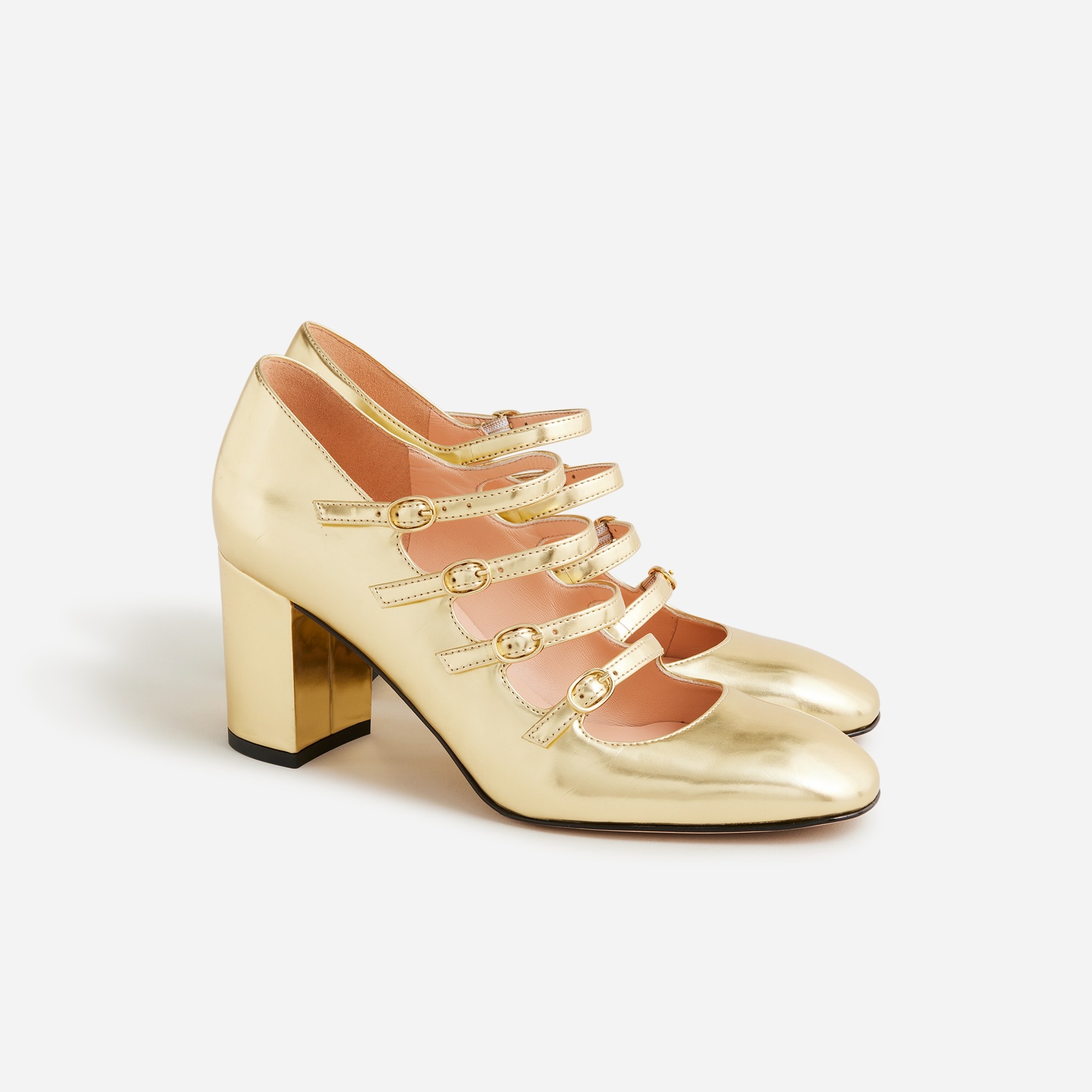 Maisie multistrap heels in metallic