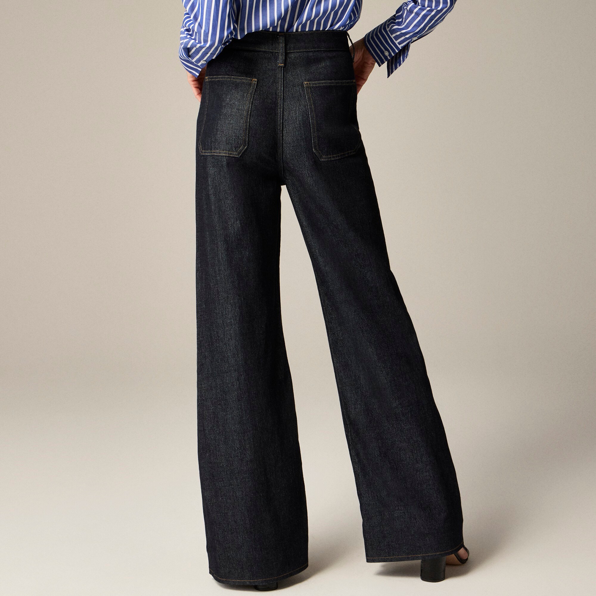 Petite Sailor denim trouser in Rinse wash