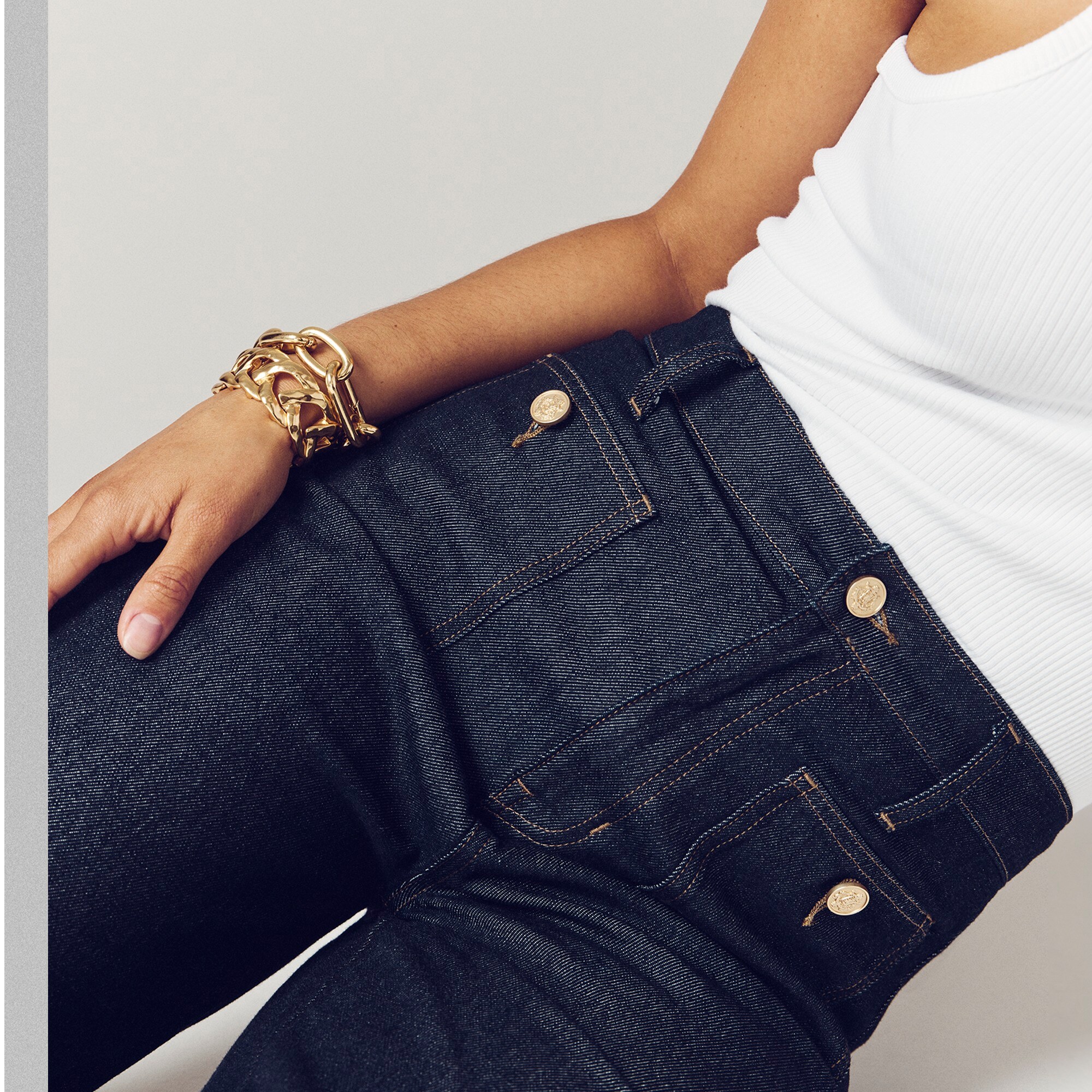 Petite Sailor denim trouser in Rinse wash