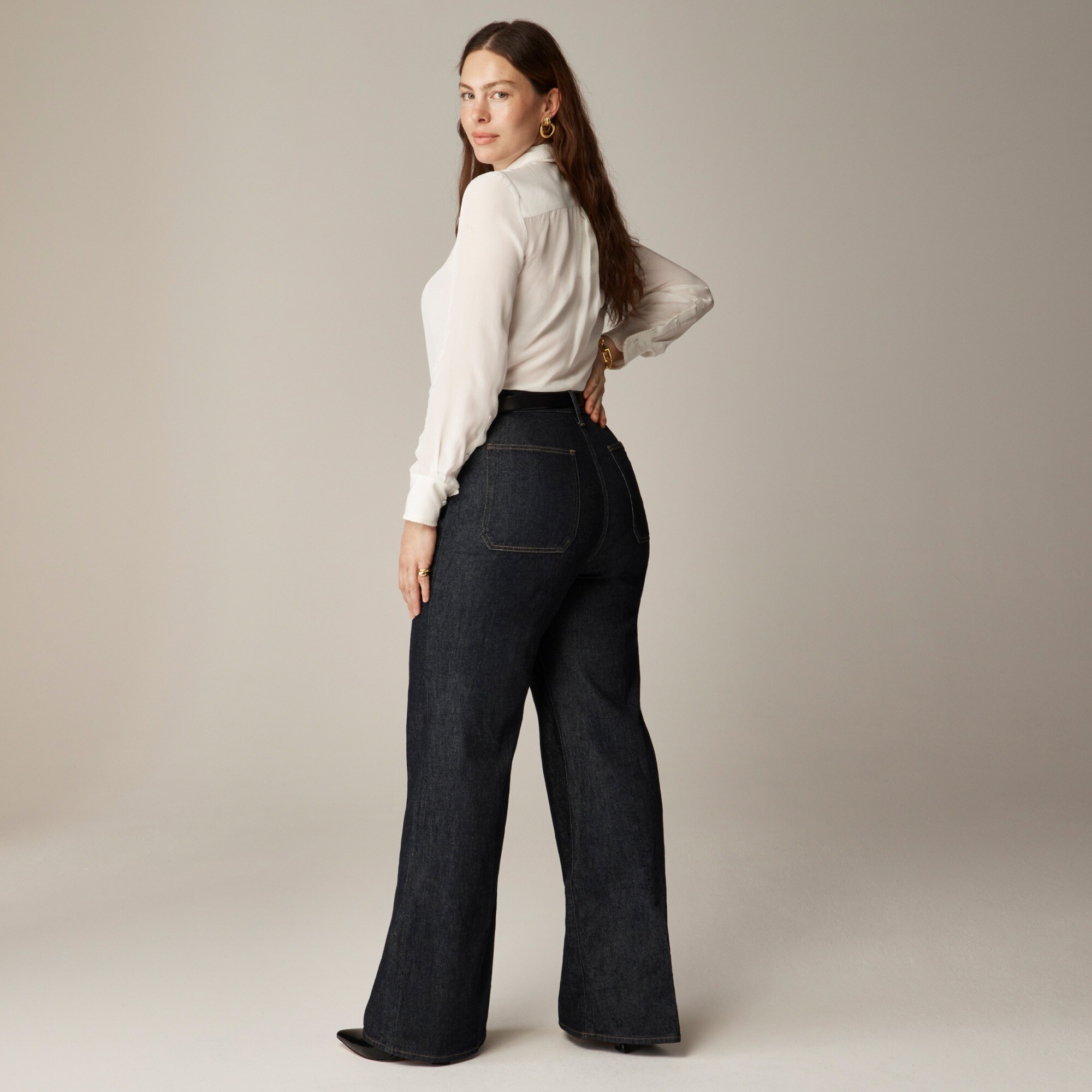 Petite Sailor denim trouser in Rinse wash