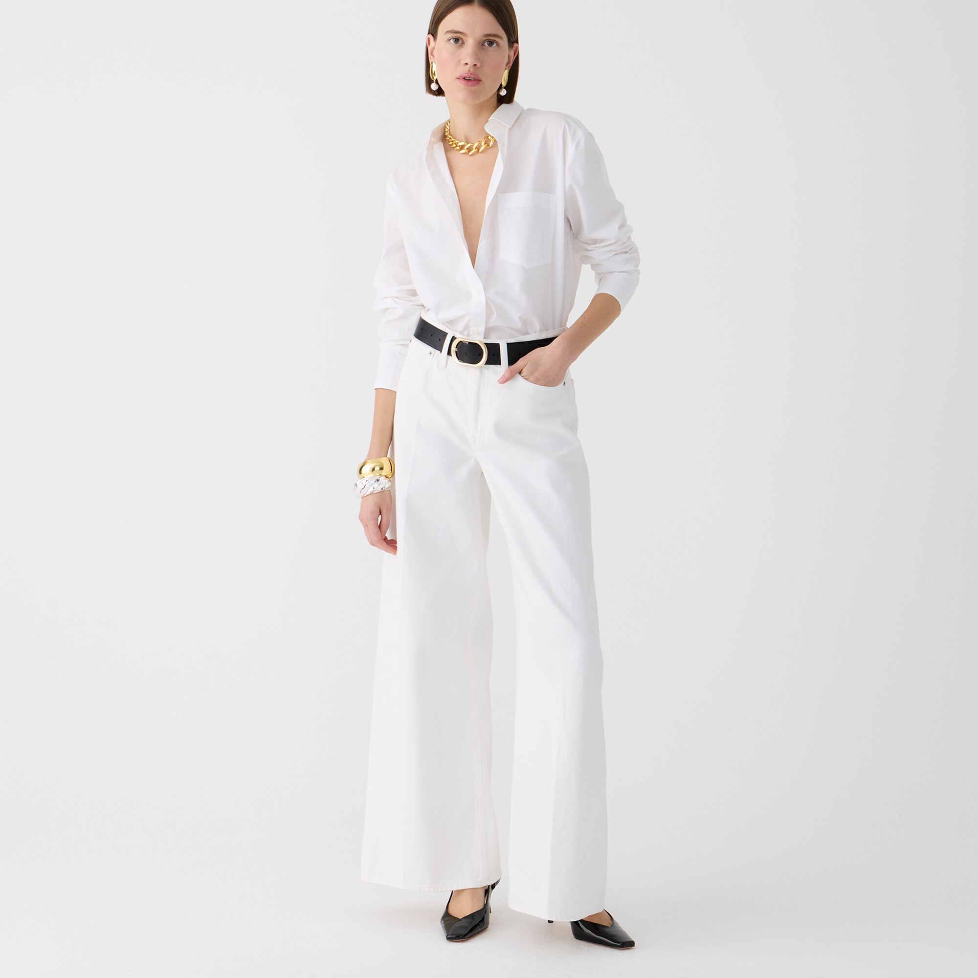j.crew: high-rise superwide-leg jean in white for women