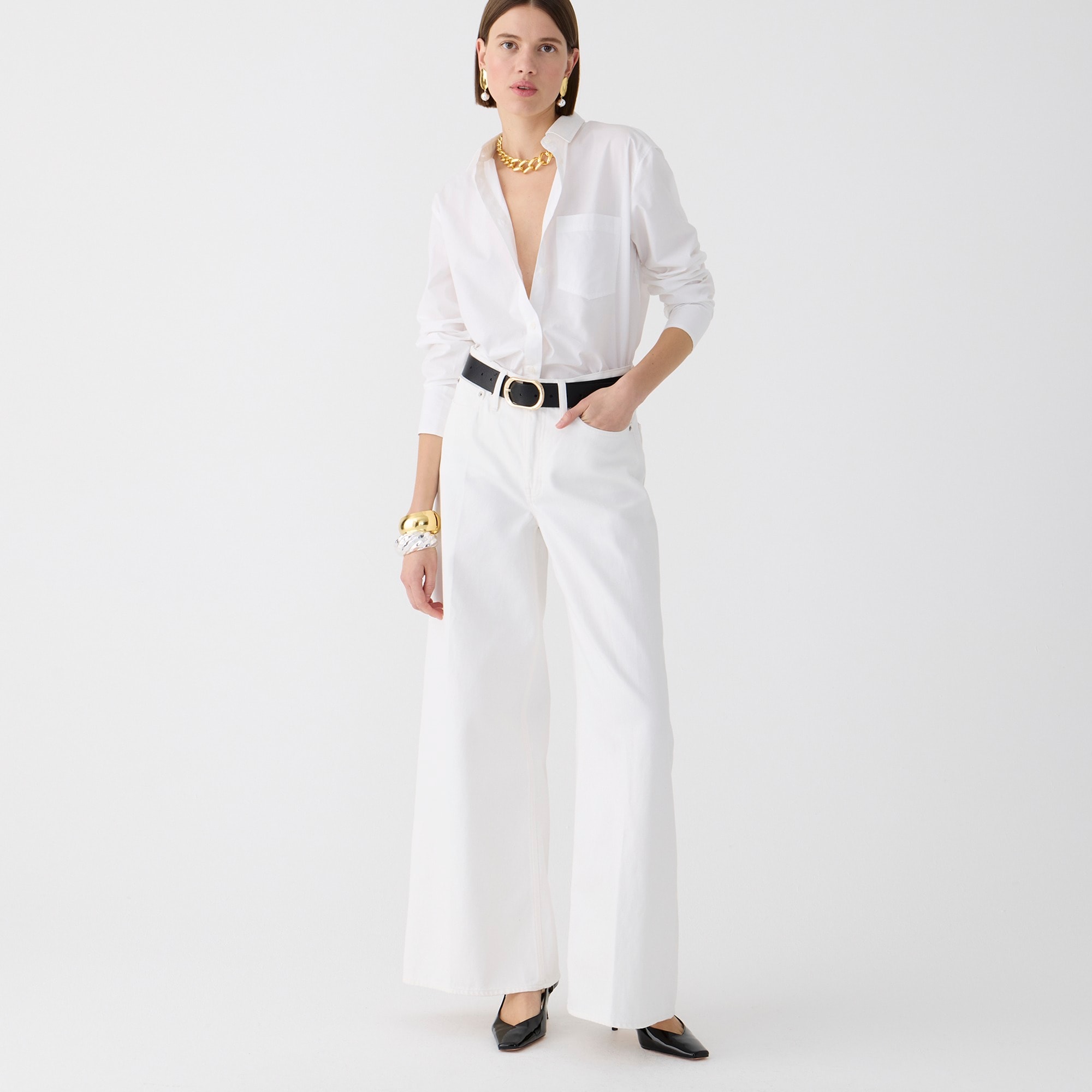  High-rise superwide-leg jean in white