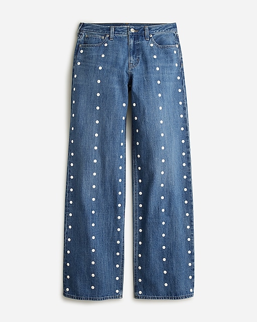  Lower-rise wide-leg jean with pearls