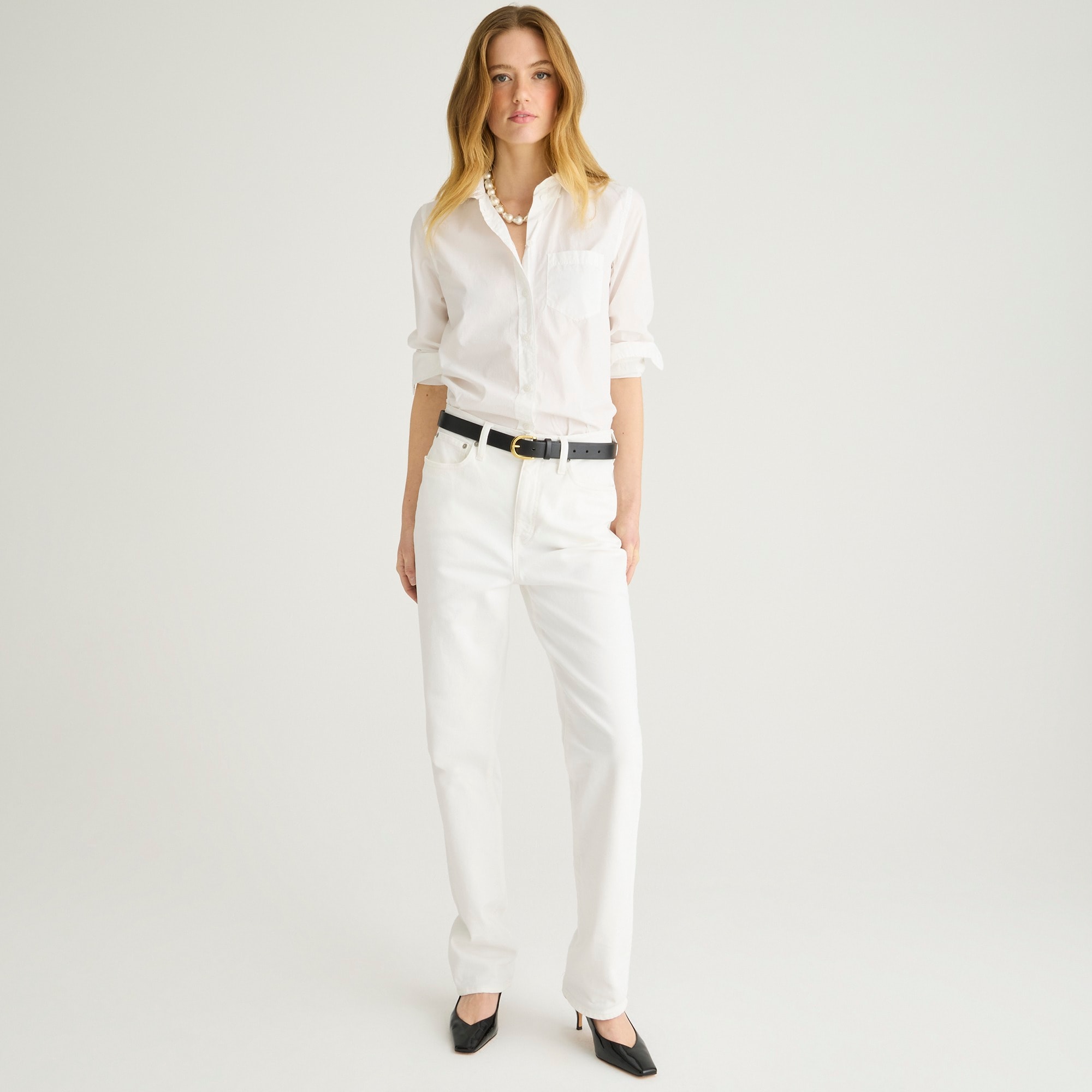 womens Classic straight jean in white