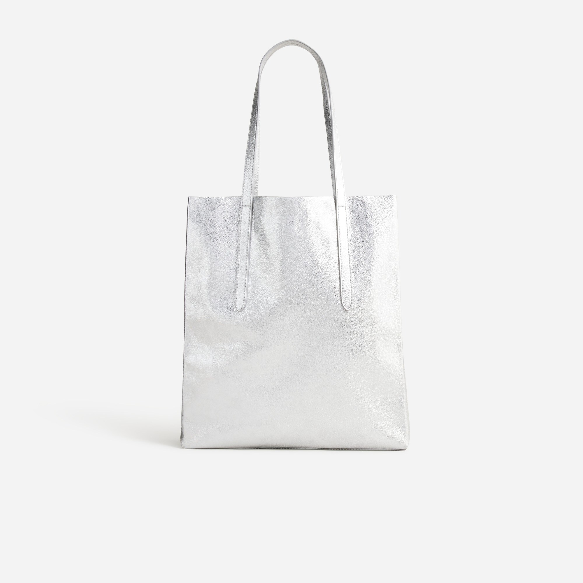Metallic leather tote