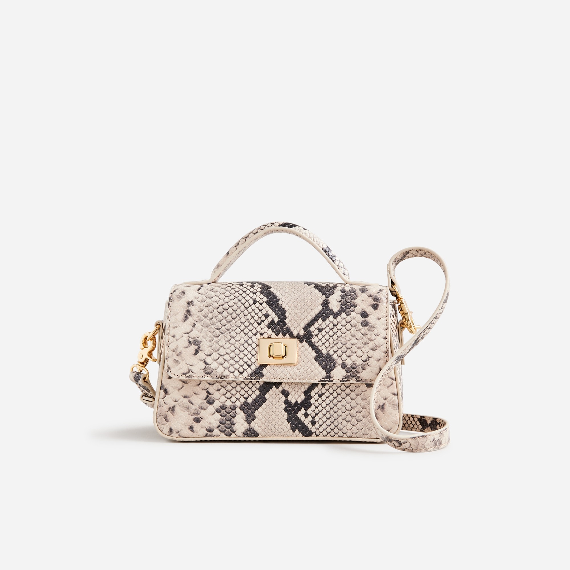 womens Small Edie top-handle bag in Italian snake-embossed leather