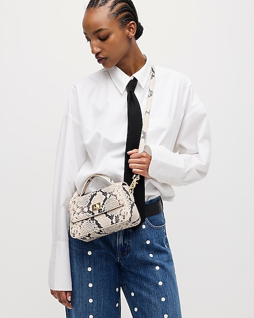 womens Small Edie top-handle bag in Italian snake-embossed leather
