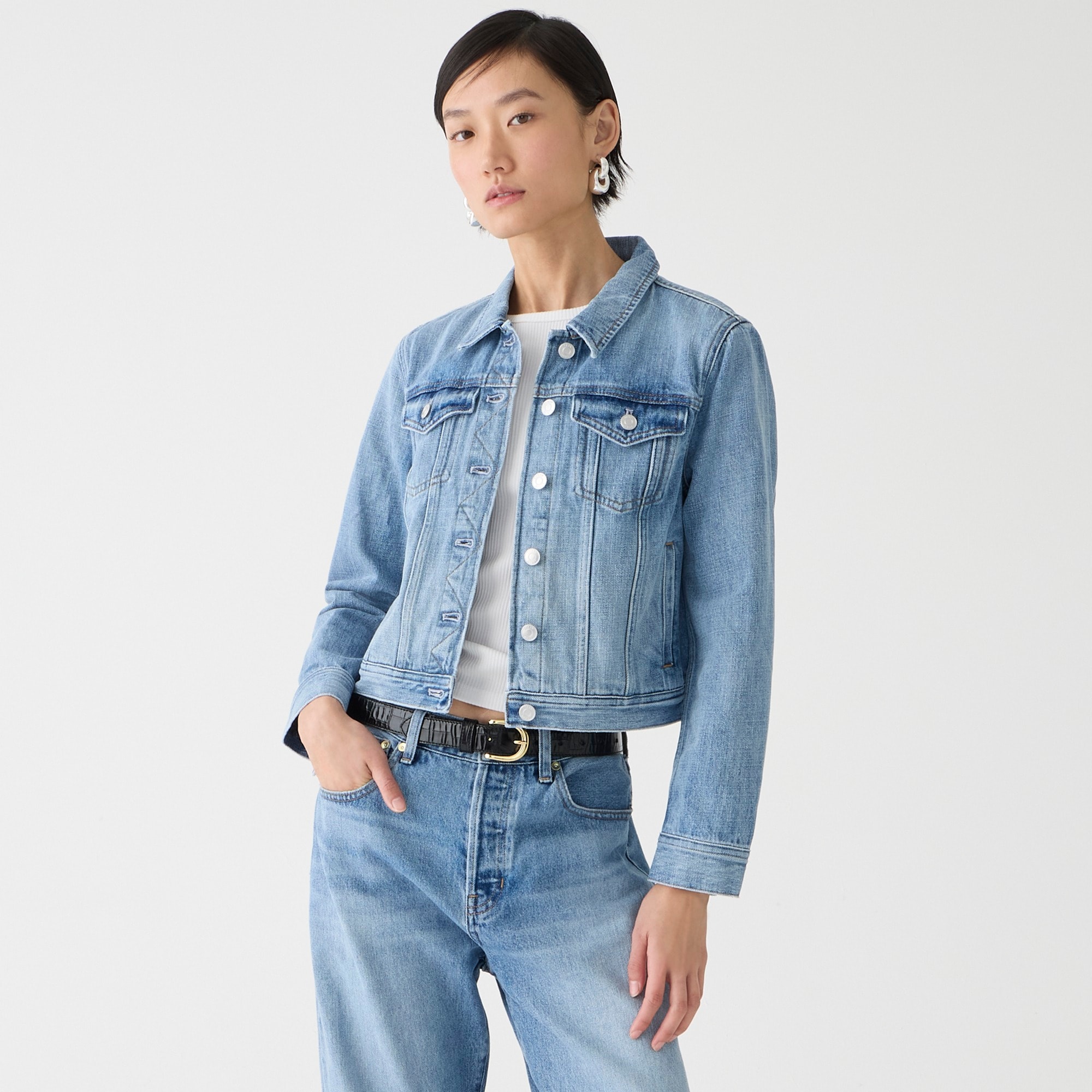 New Classic Denim Jacket In Bianca Wash For Women | J.Crew