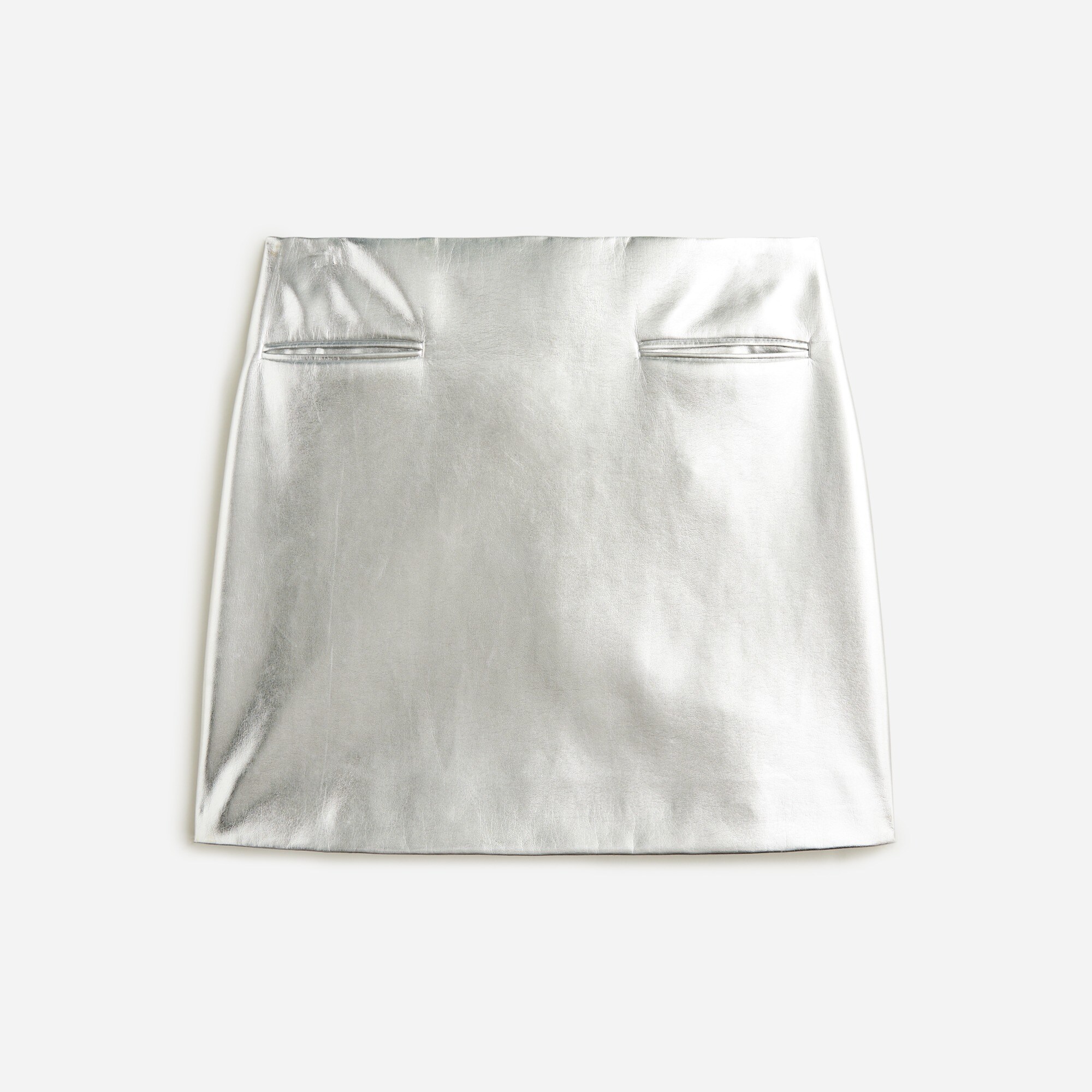 Metallic mini skirt in faux leather