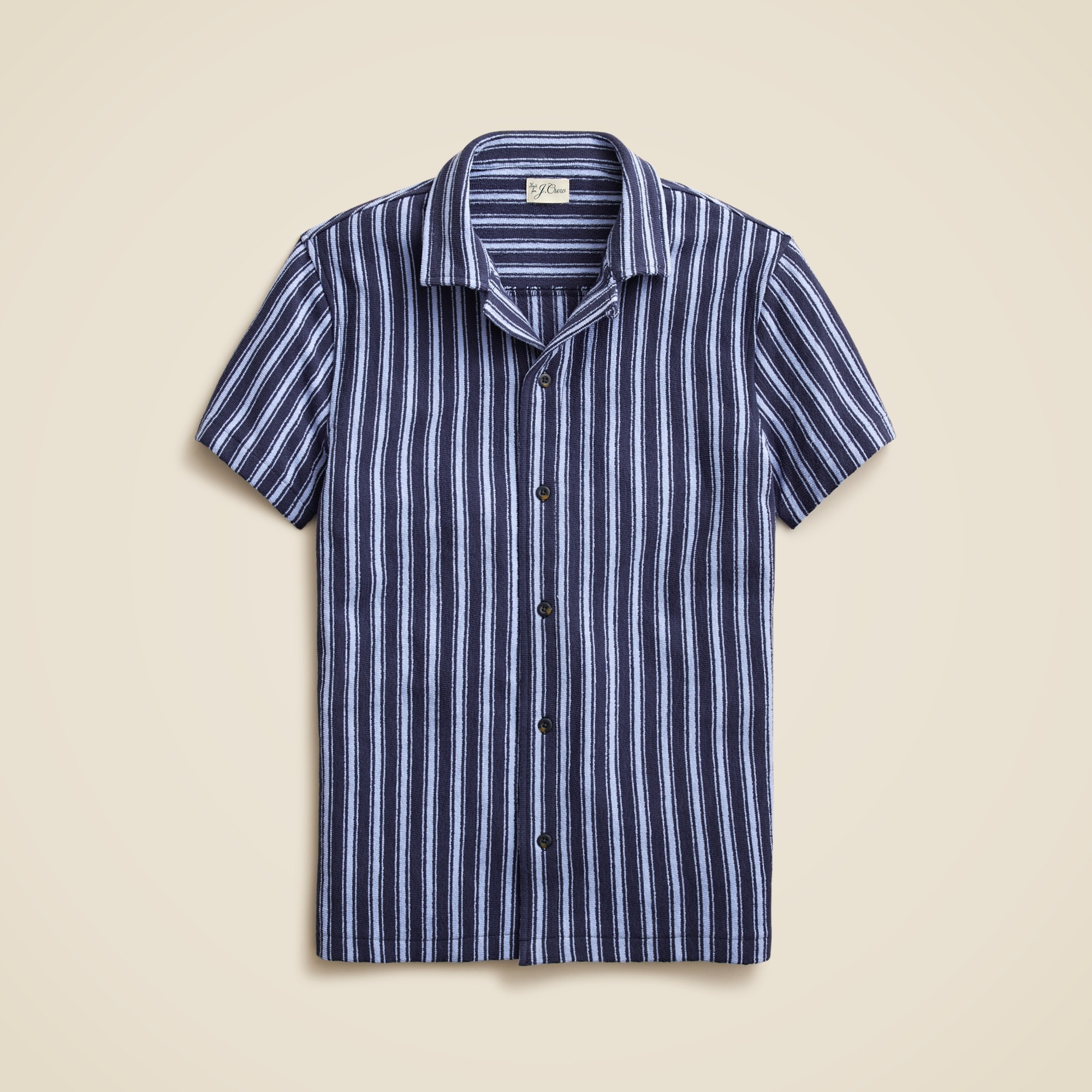 mens Textured camp-collar sweater-tee in stripe