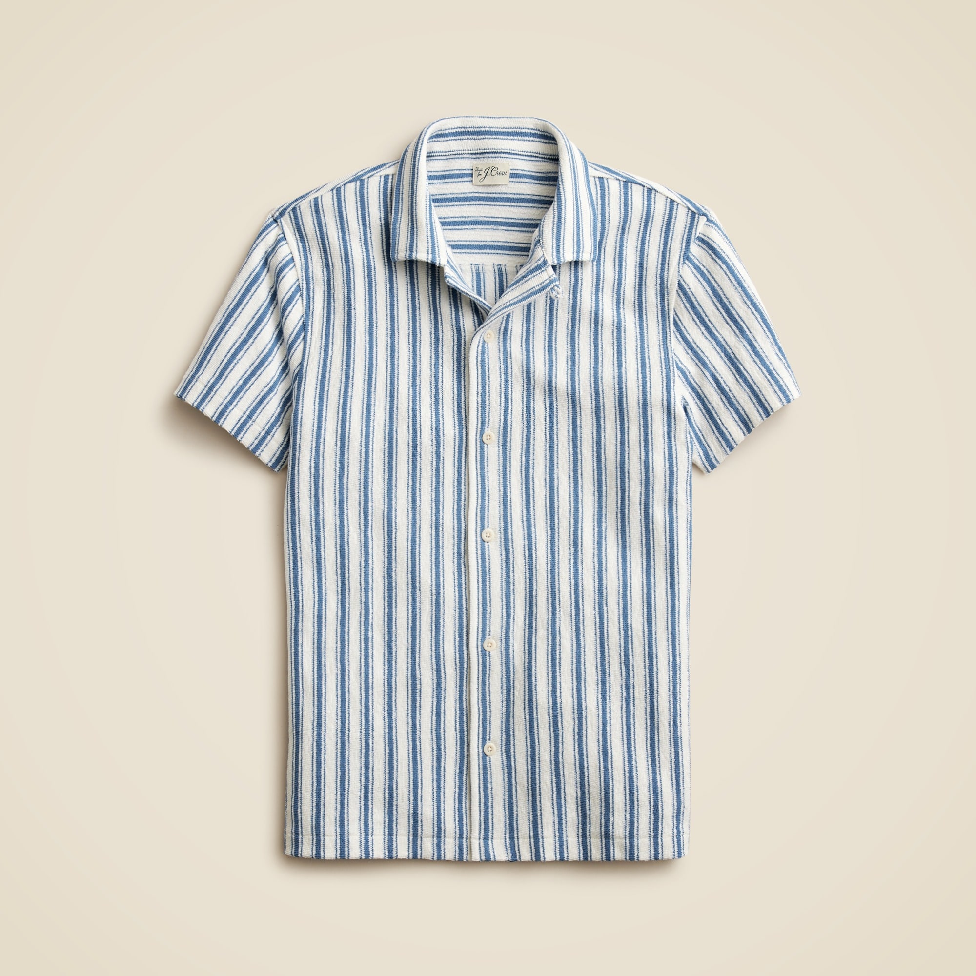 mens Textured camp-collar sweater-tee in stripe