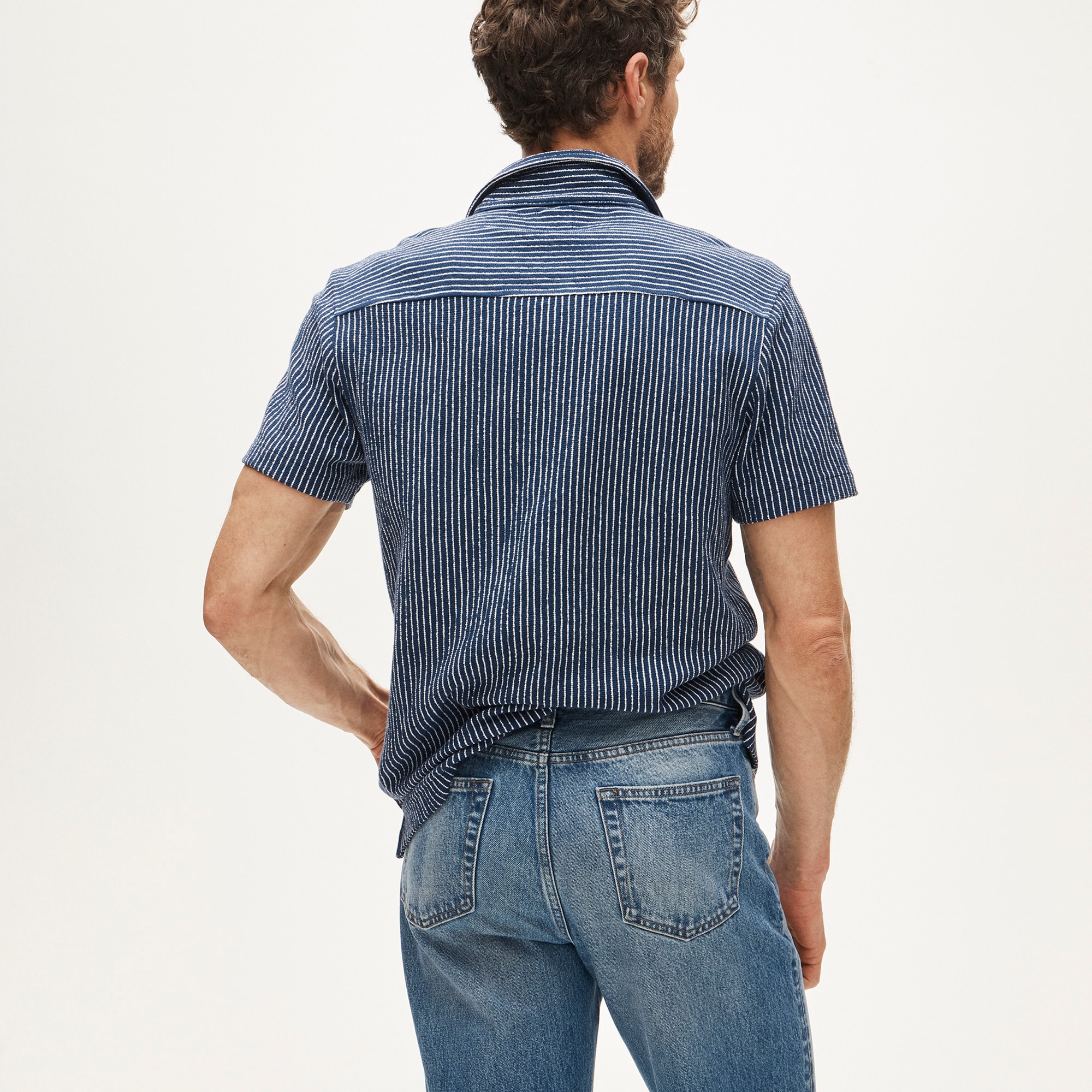 Textured Camp-collar Knit Shirt In Stripe For Men | J.Crew