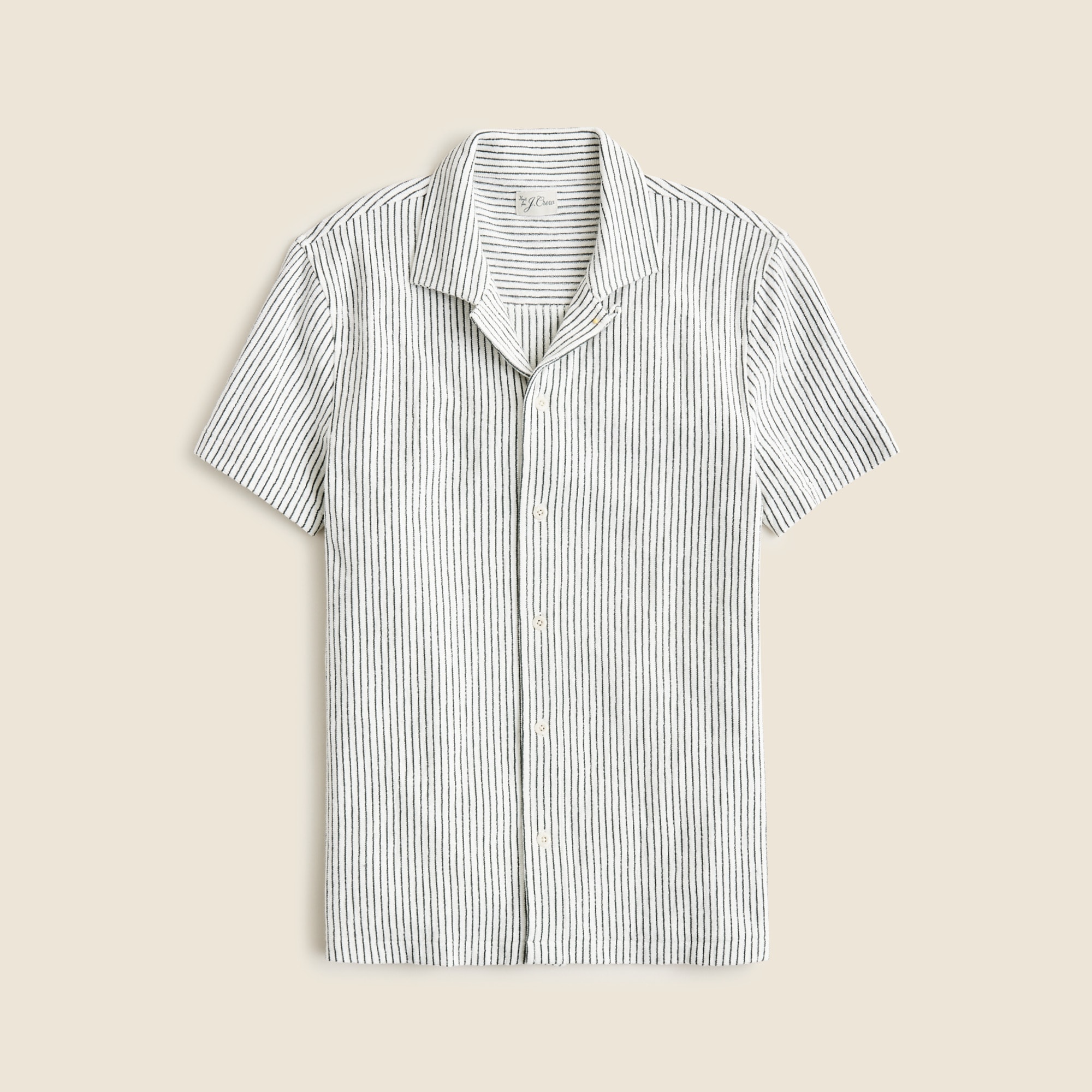 Textured camp-collar sweater-tee in stripe