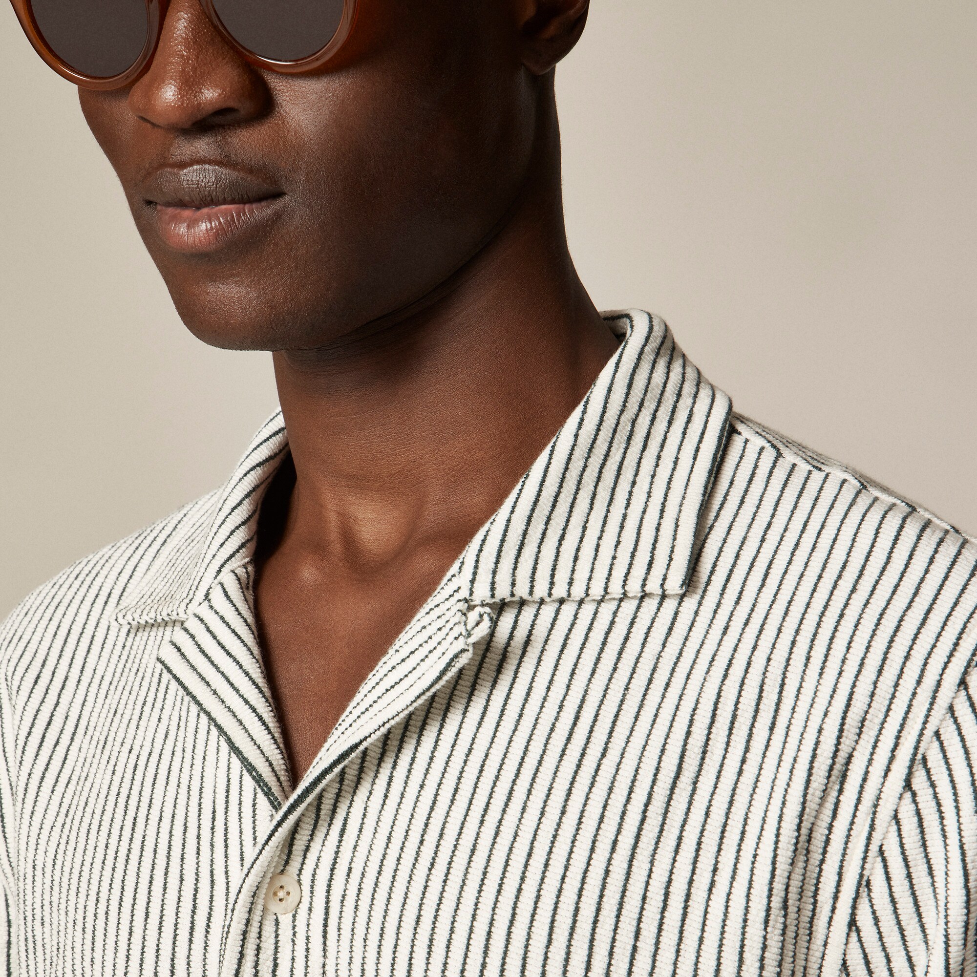 Textured Camp-collar Knit Shirt In Stripe For Men | J.Crew