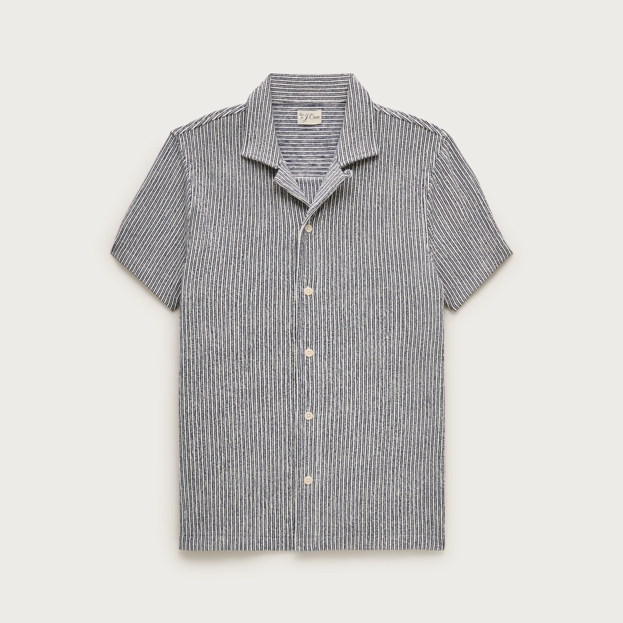 Textured camp-collar sweater-tee in stripe