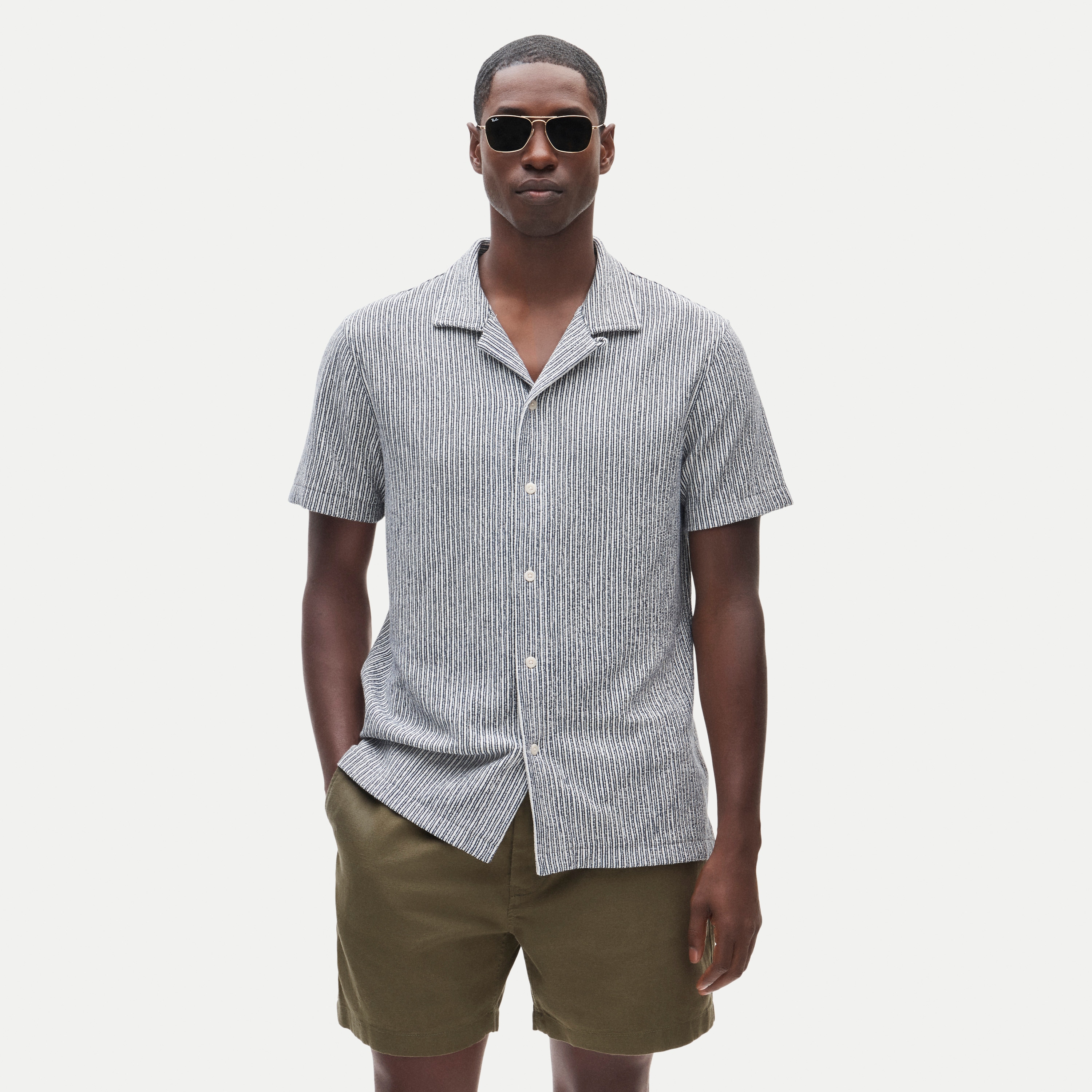 Textured Camp-collar Knit Shirt In Stripe For Men | J.Crew