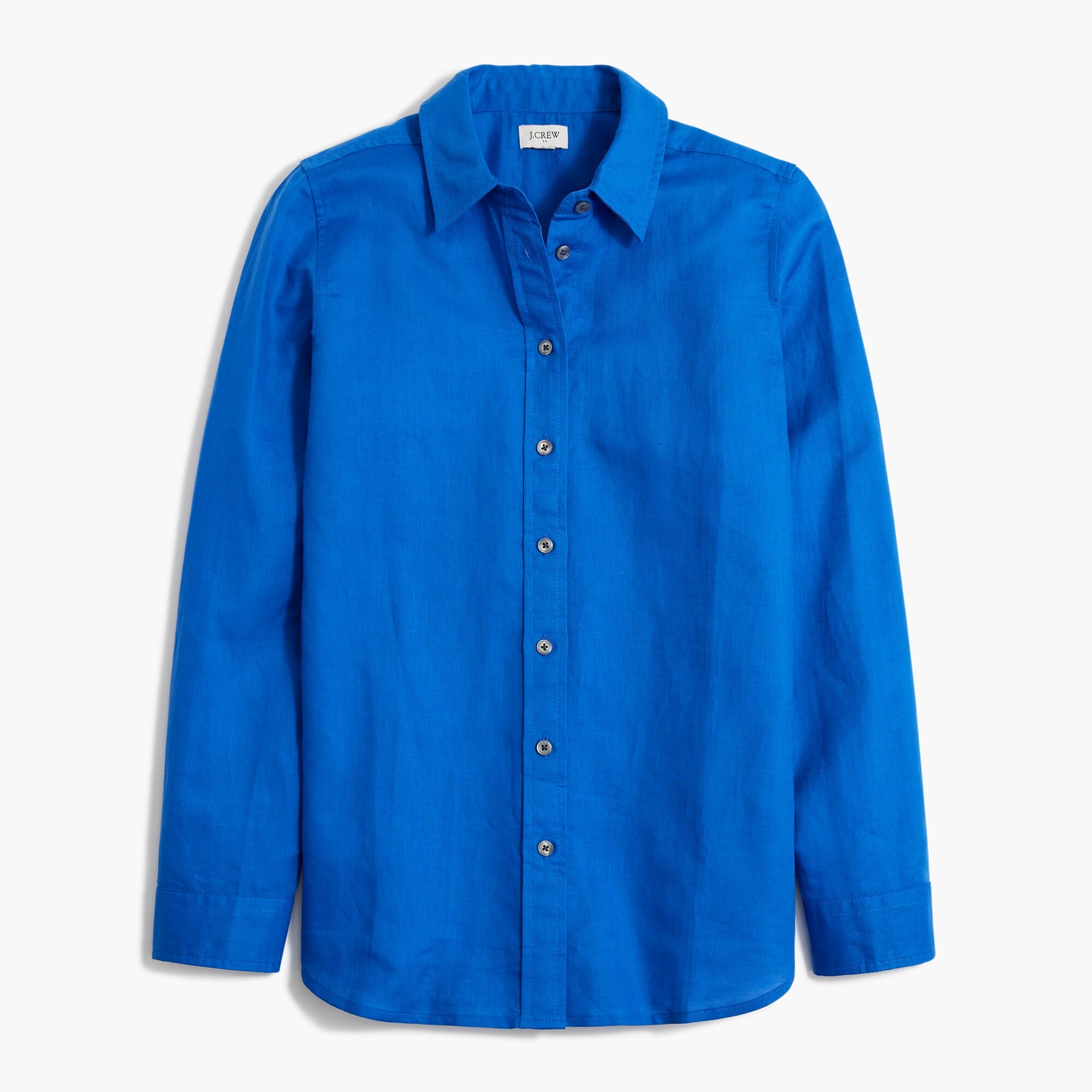 linen-blend button-up shirt for women
