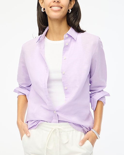  Linen-blend button-up shirt