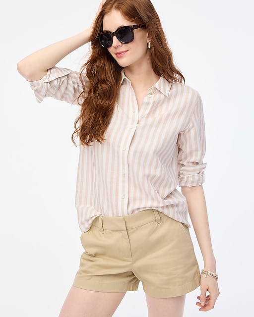  Striped linen-blend button-up shirt