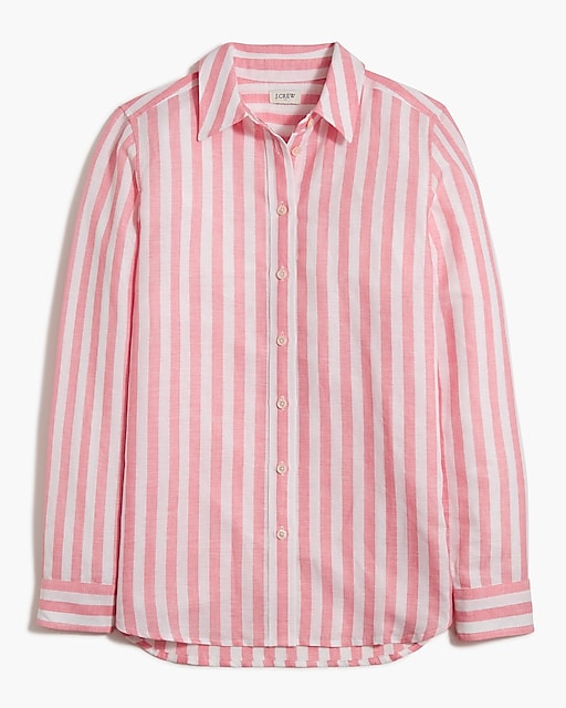  Striped linen-blend button-up shirt