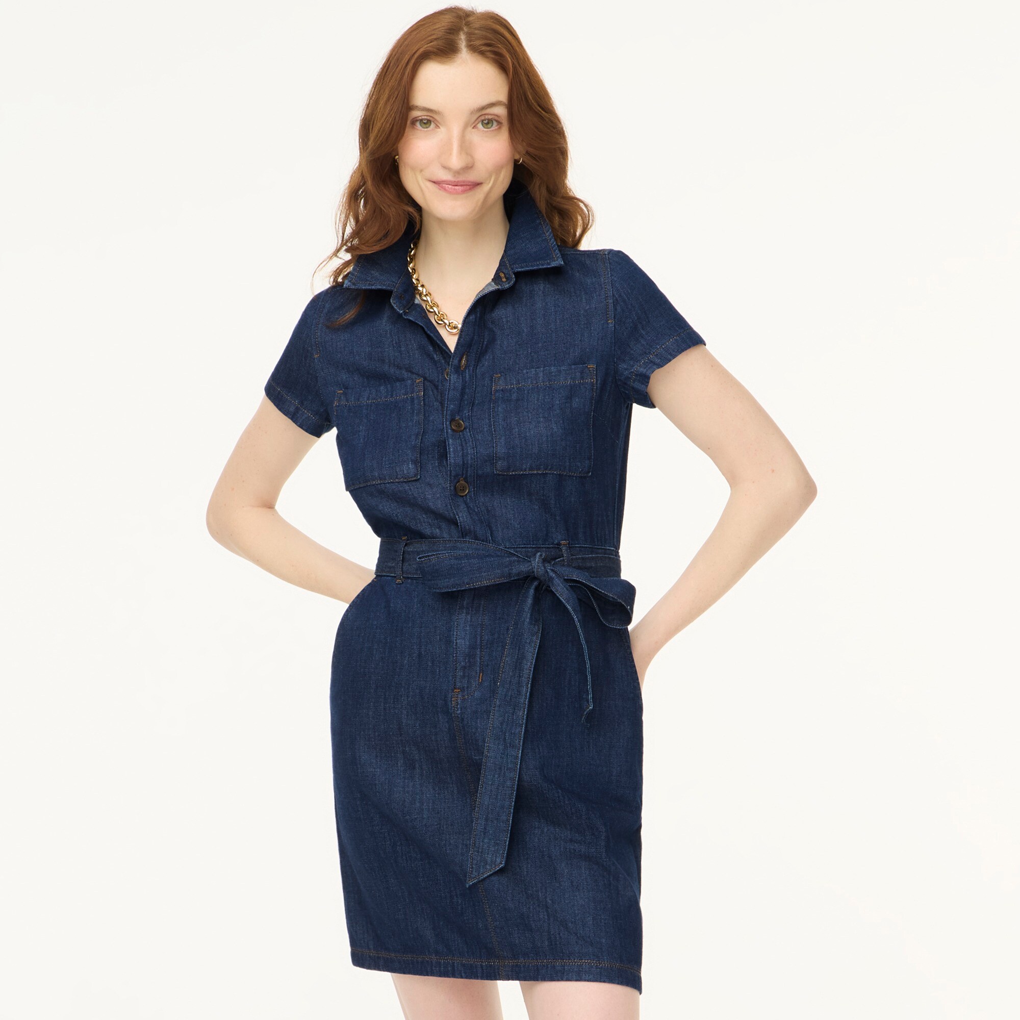 Denim utility mini dress