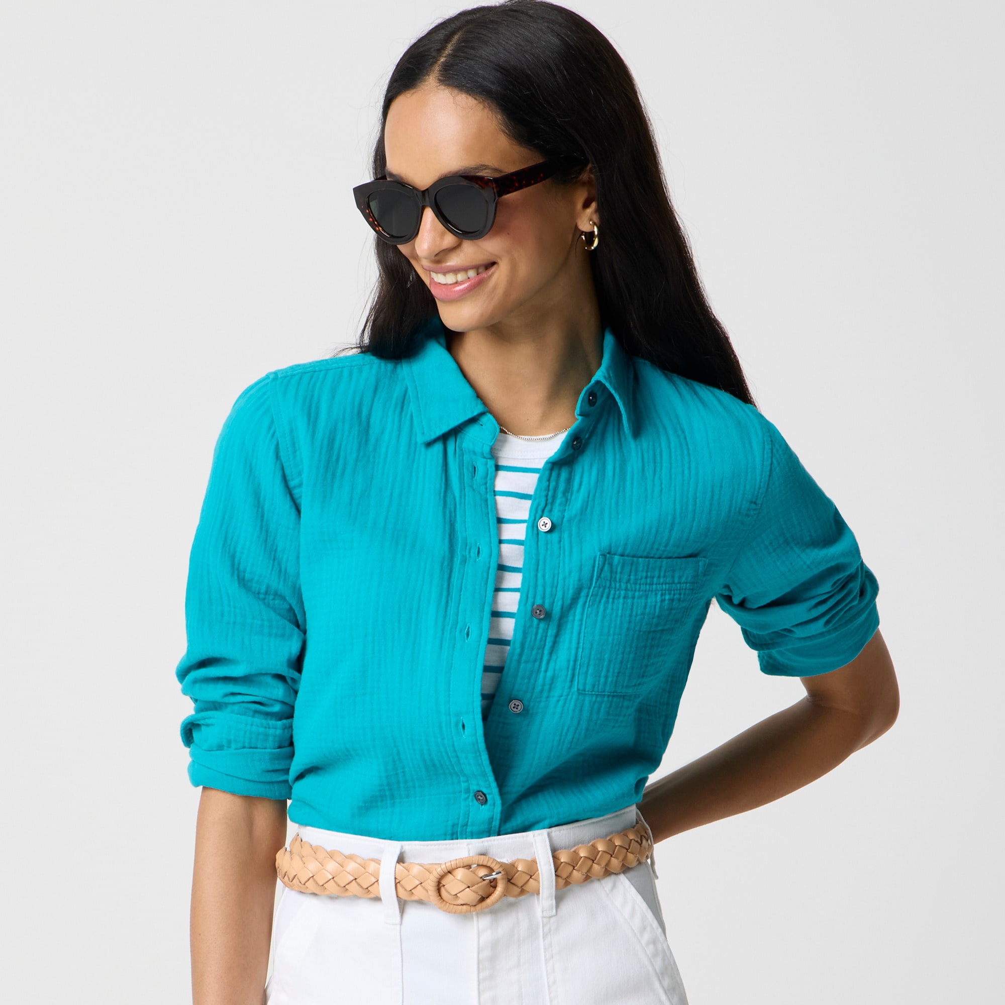 womens Gauze button-up shirt