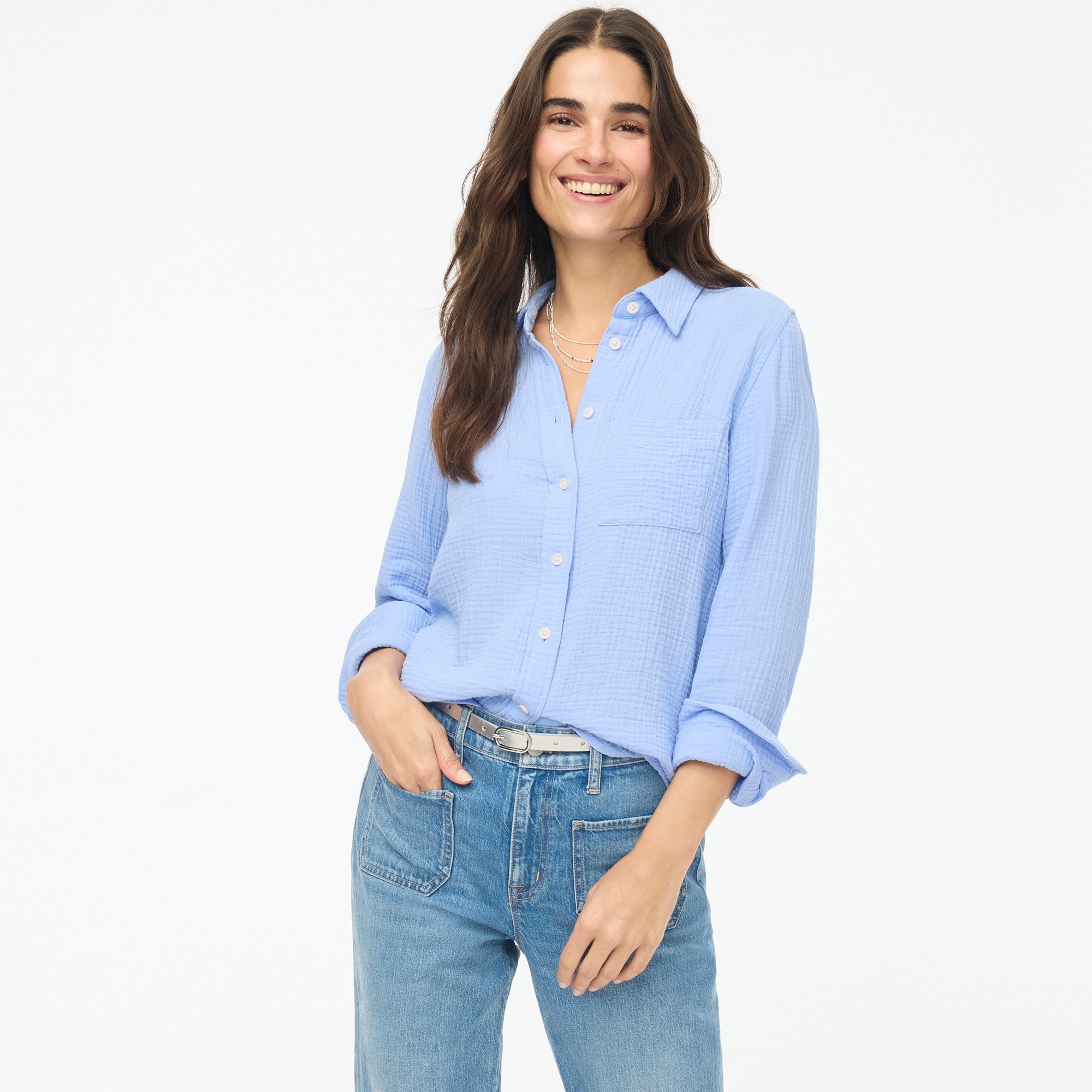 womens Gauze button-up shirt