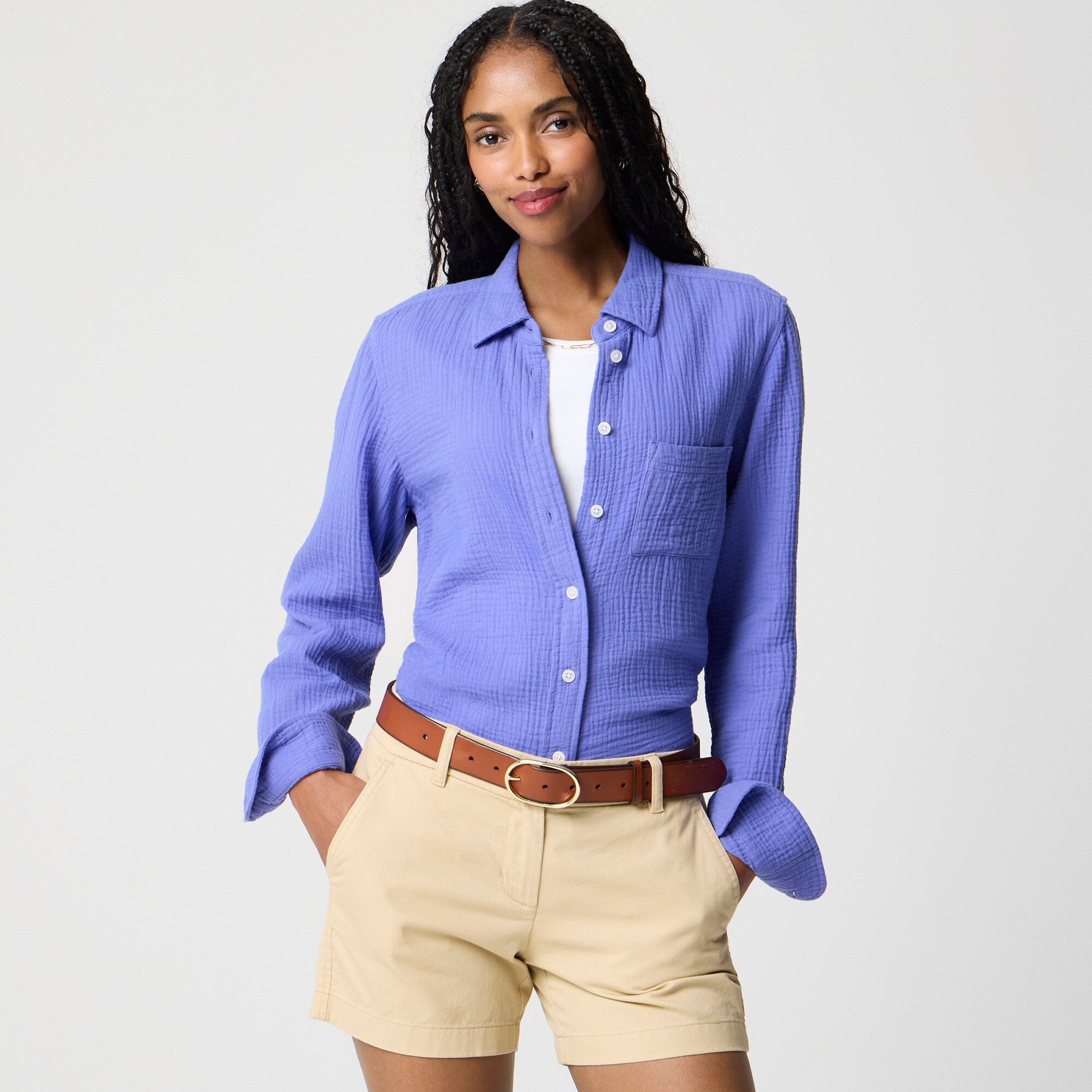  Double-gauze button-up shirt