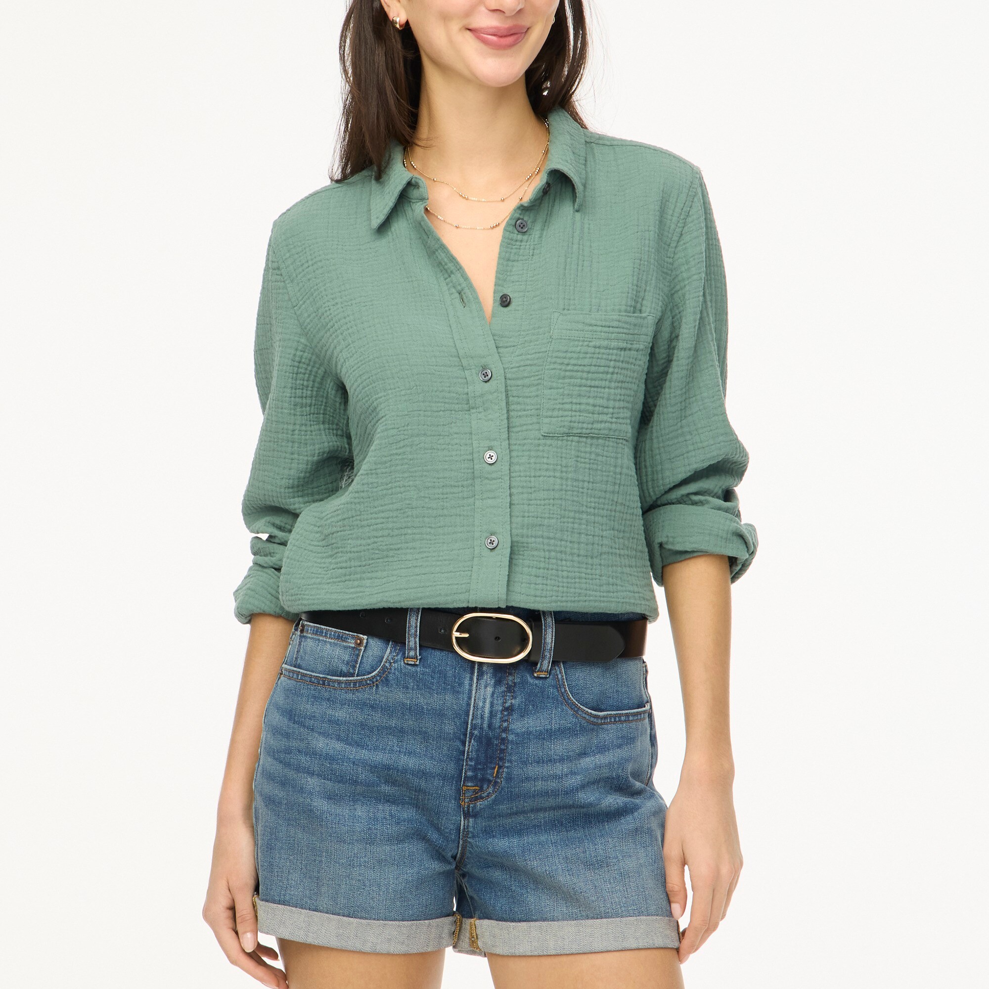 womens Gauze button-up shirt