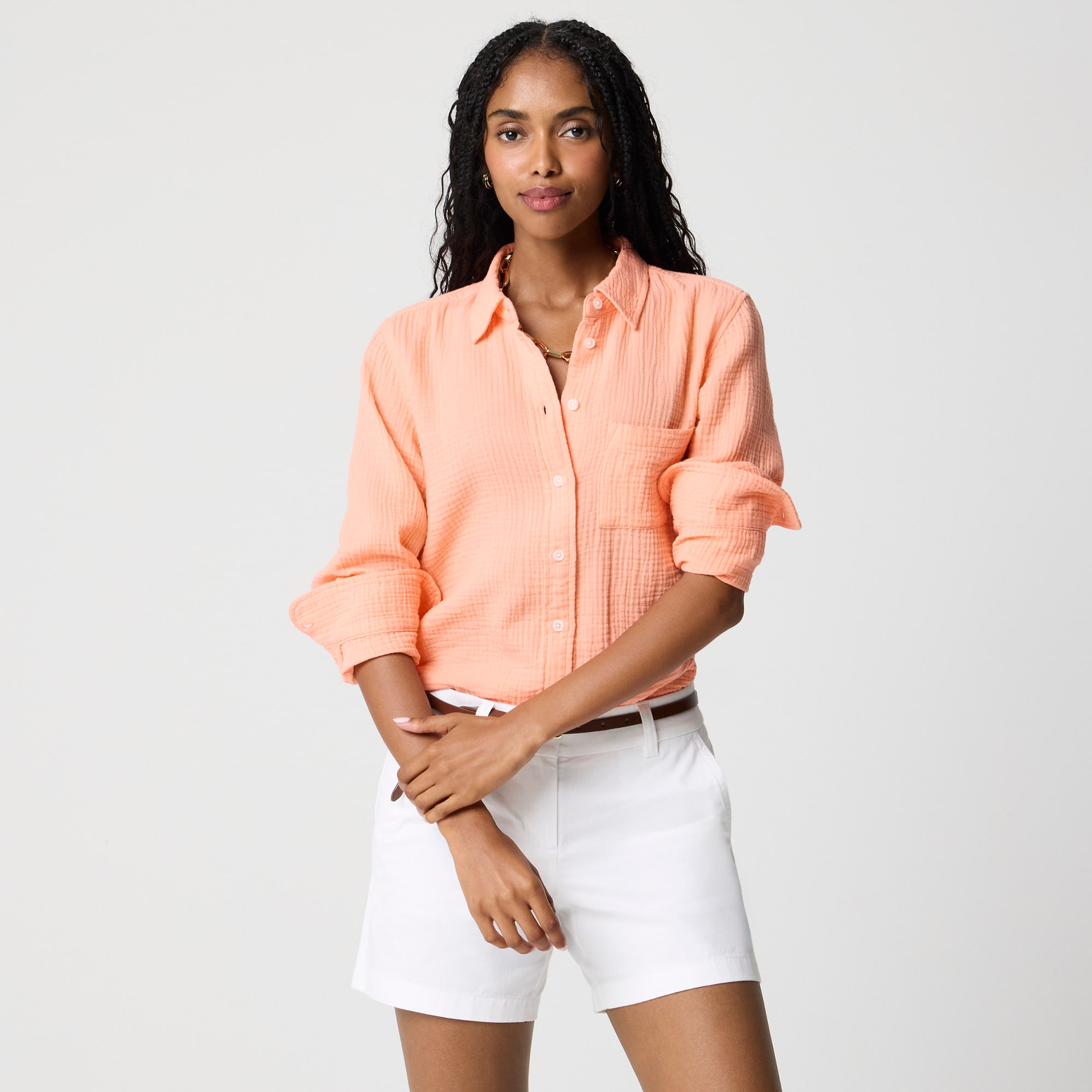 womens Double-gauze button-up shirt
