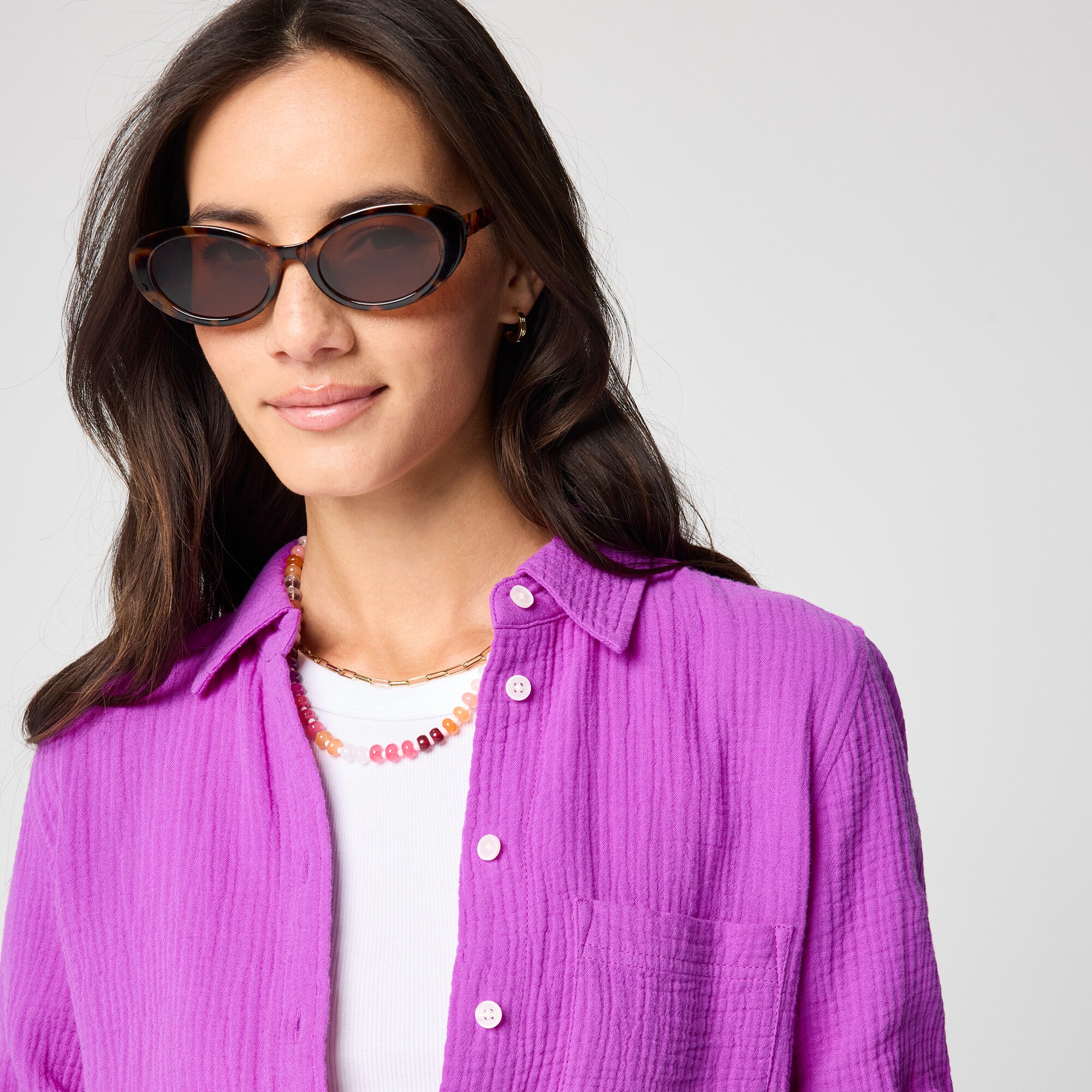 100% cotton double-gauze button-up shirt