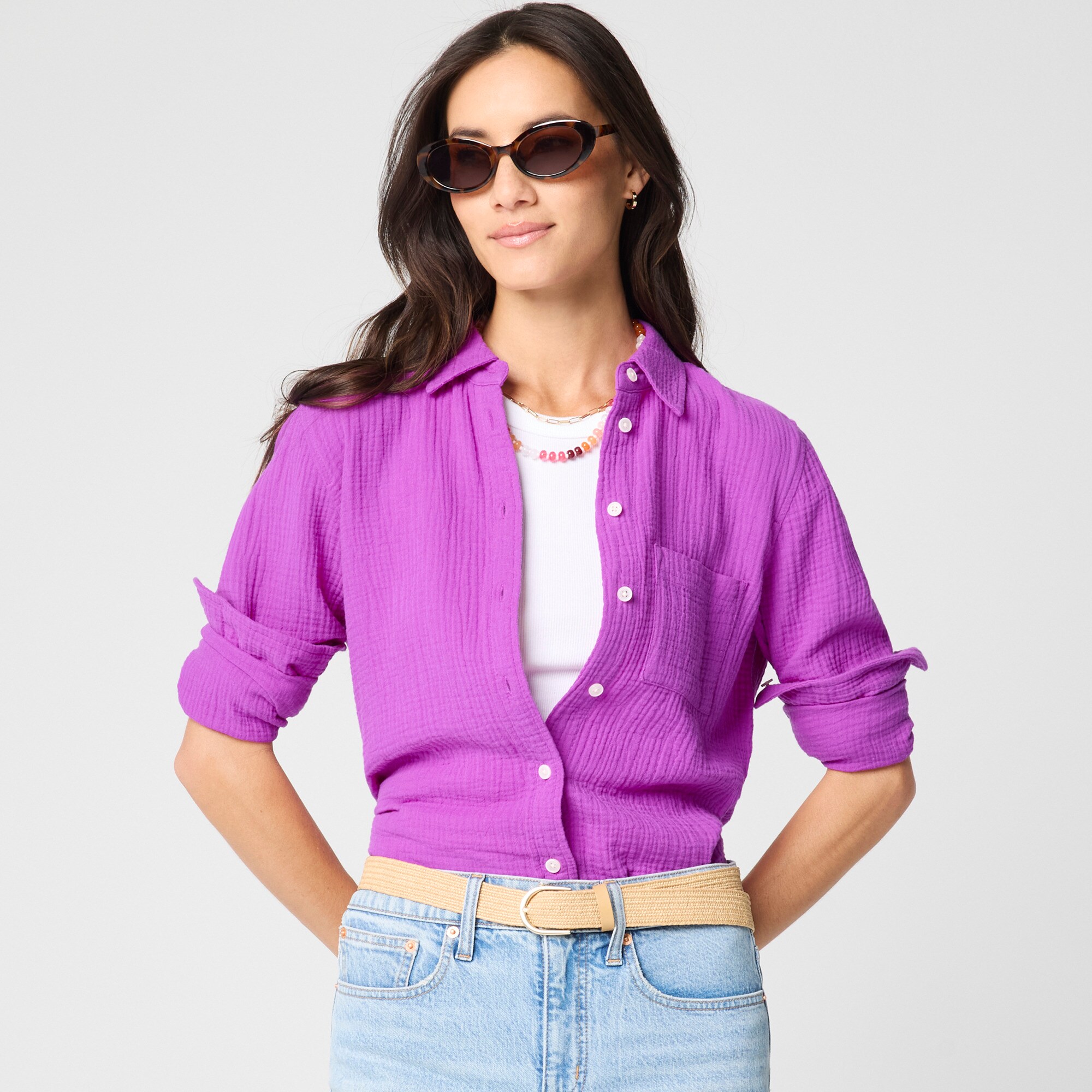 Double-gauze Button-up Shirt For Women | Factory