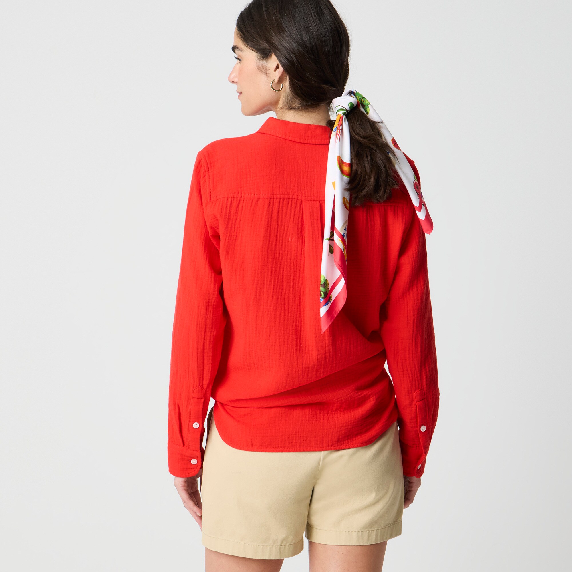 Petite double-gauze button-up shirt