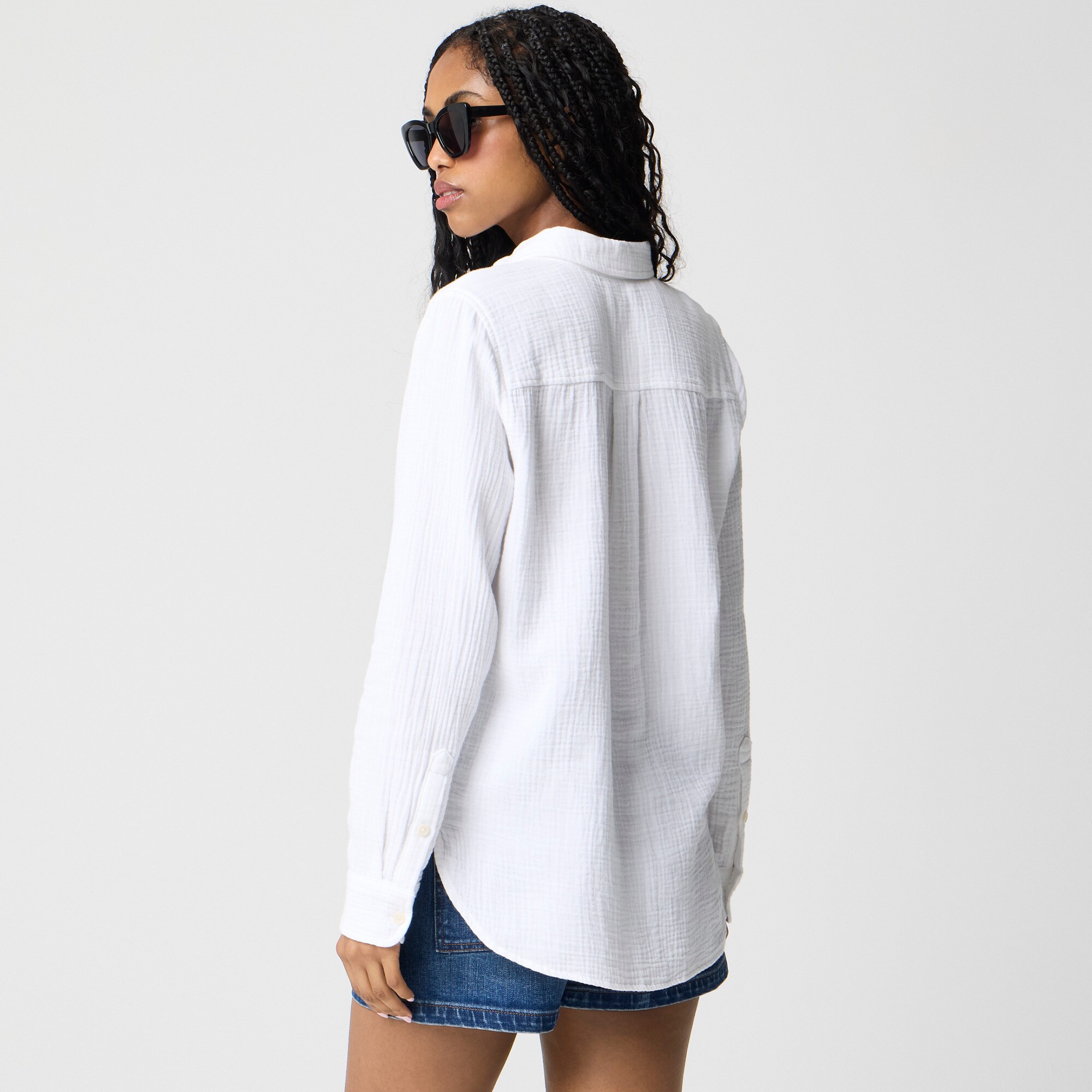 Double-gauze button-up shirt
