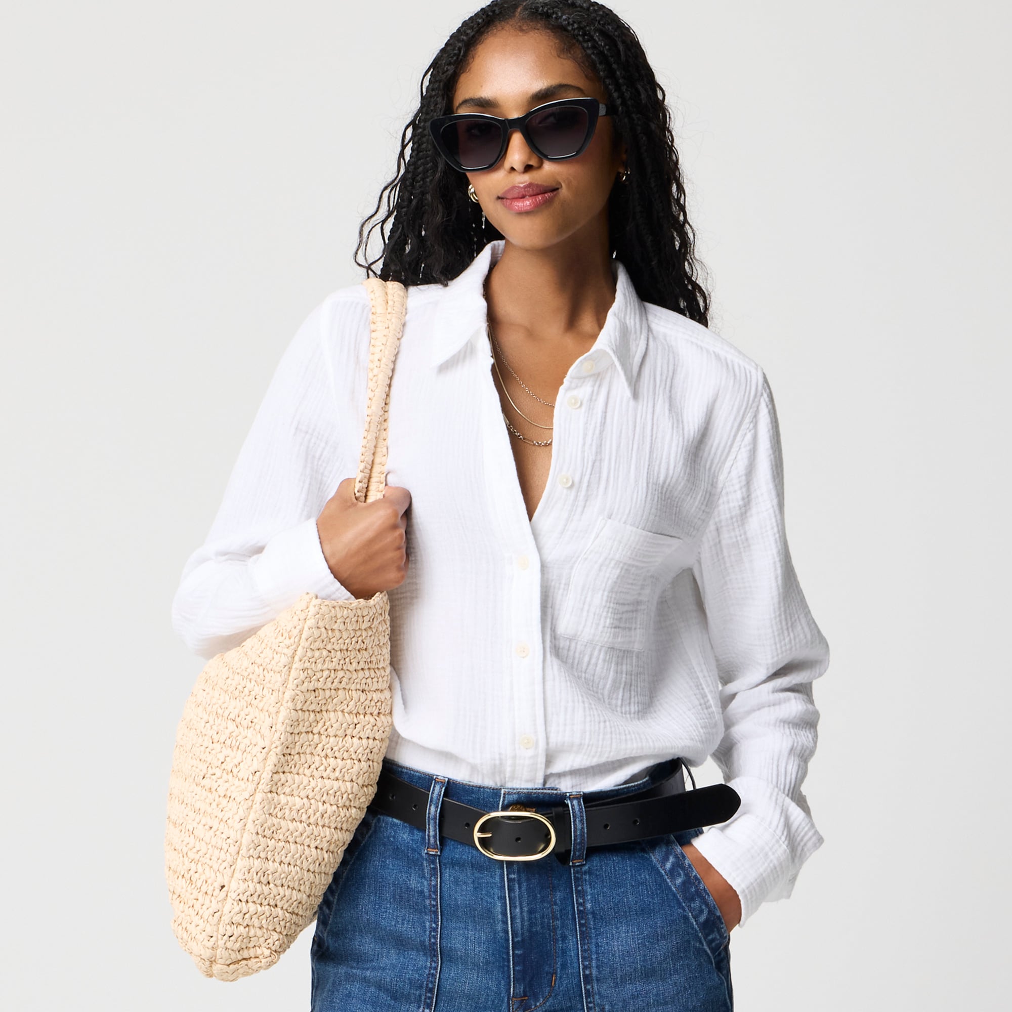 Double-gauze Button-up Shirt For Women | Factory