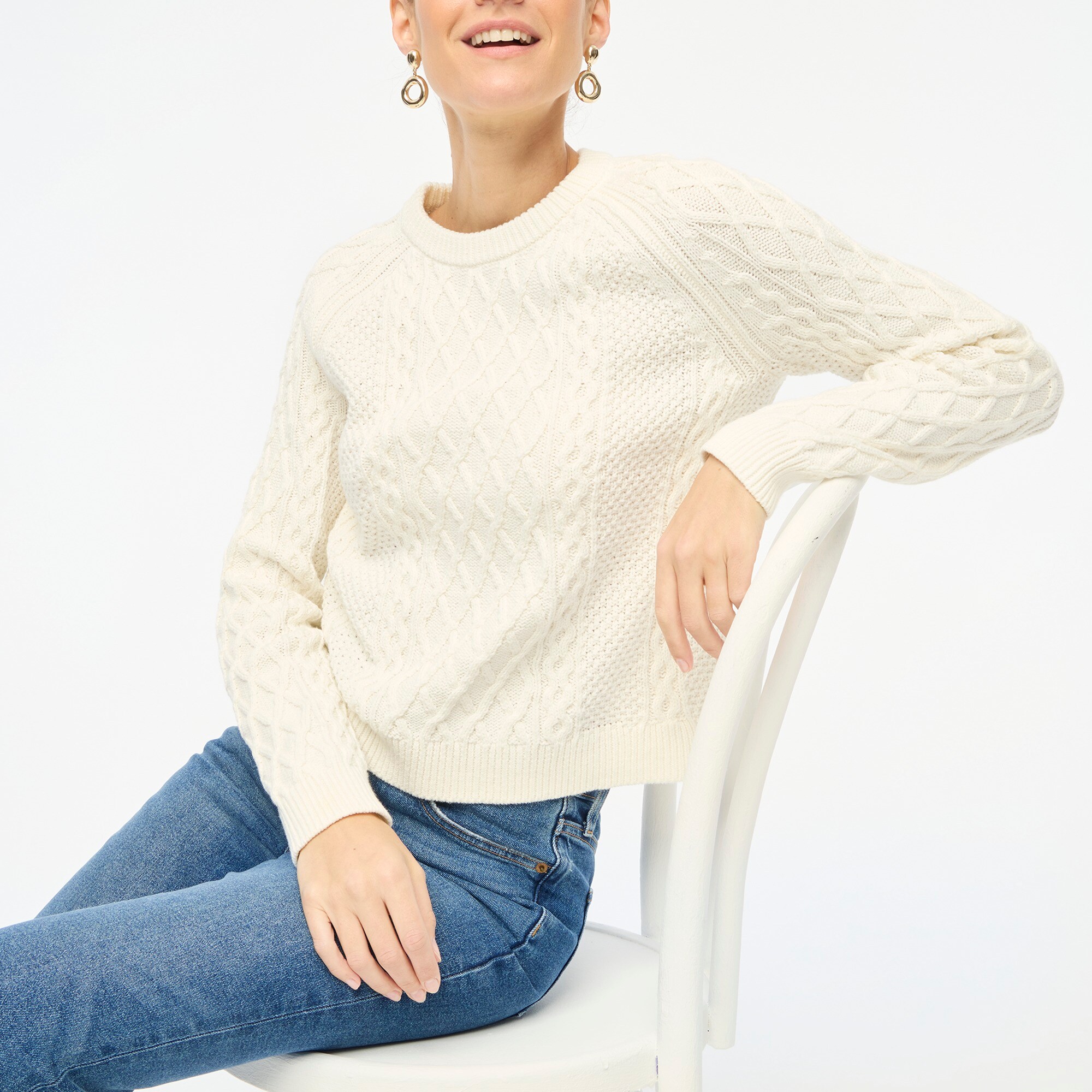 Summer Open Knit Tech Crewneck Sweater