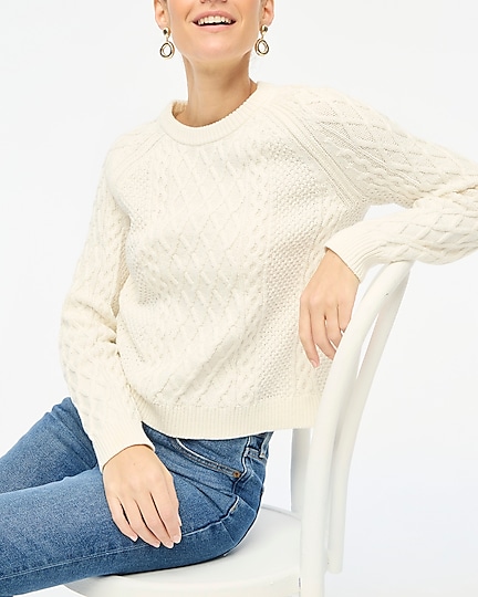 factory: cable crewneck sweater for women
