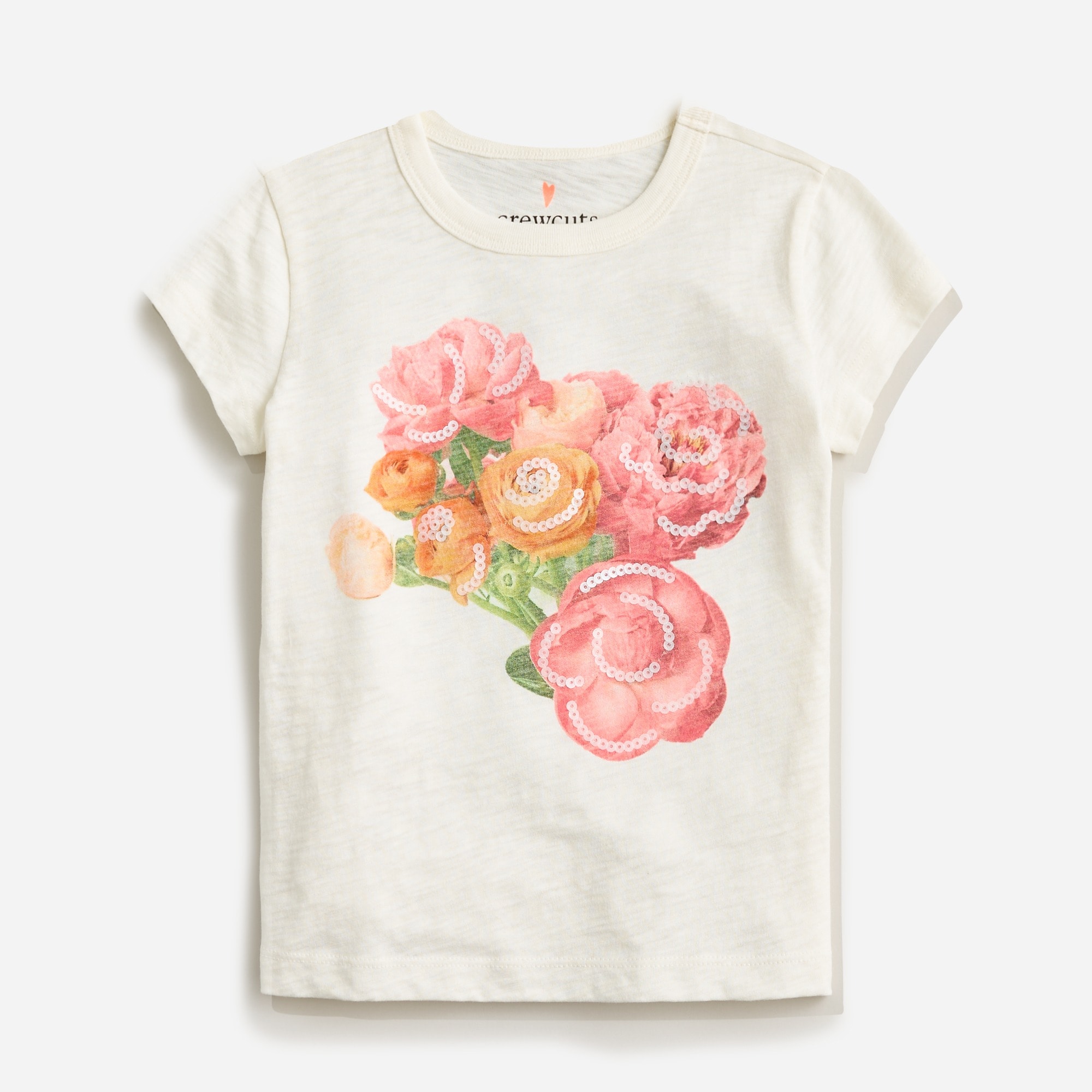 Girls' bouquet graphic T-shirt with sequins