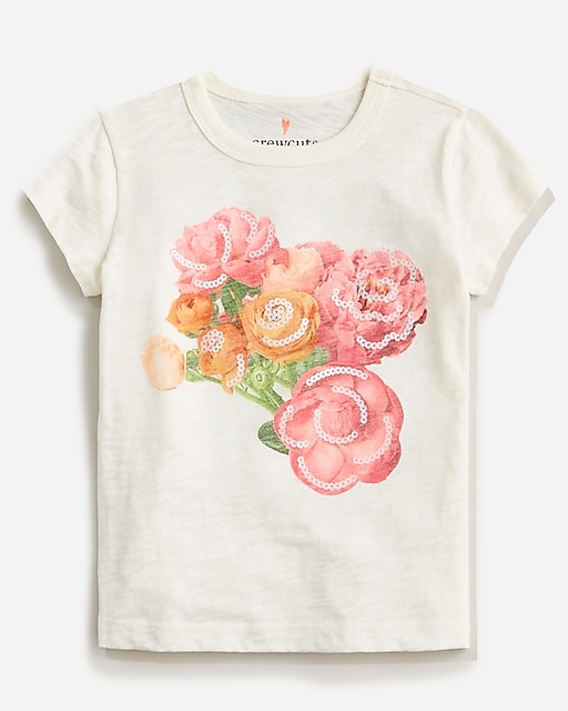 girls Girls' bouquet graphic T-shirt with sequins