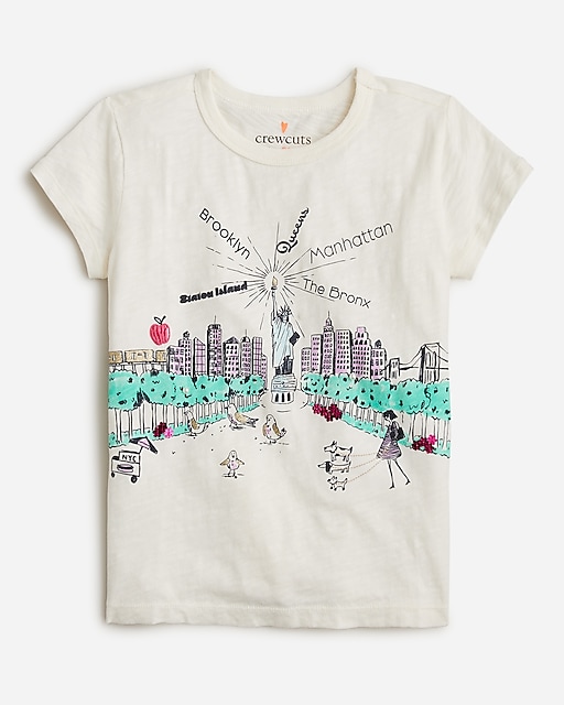 girls Girls' short-sleeve retro NYC graphic T-shirt with glitter
