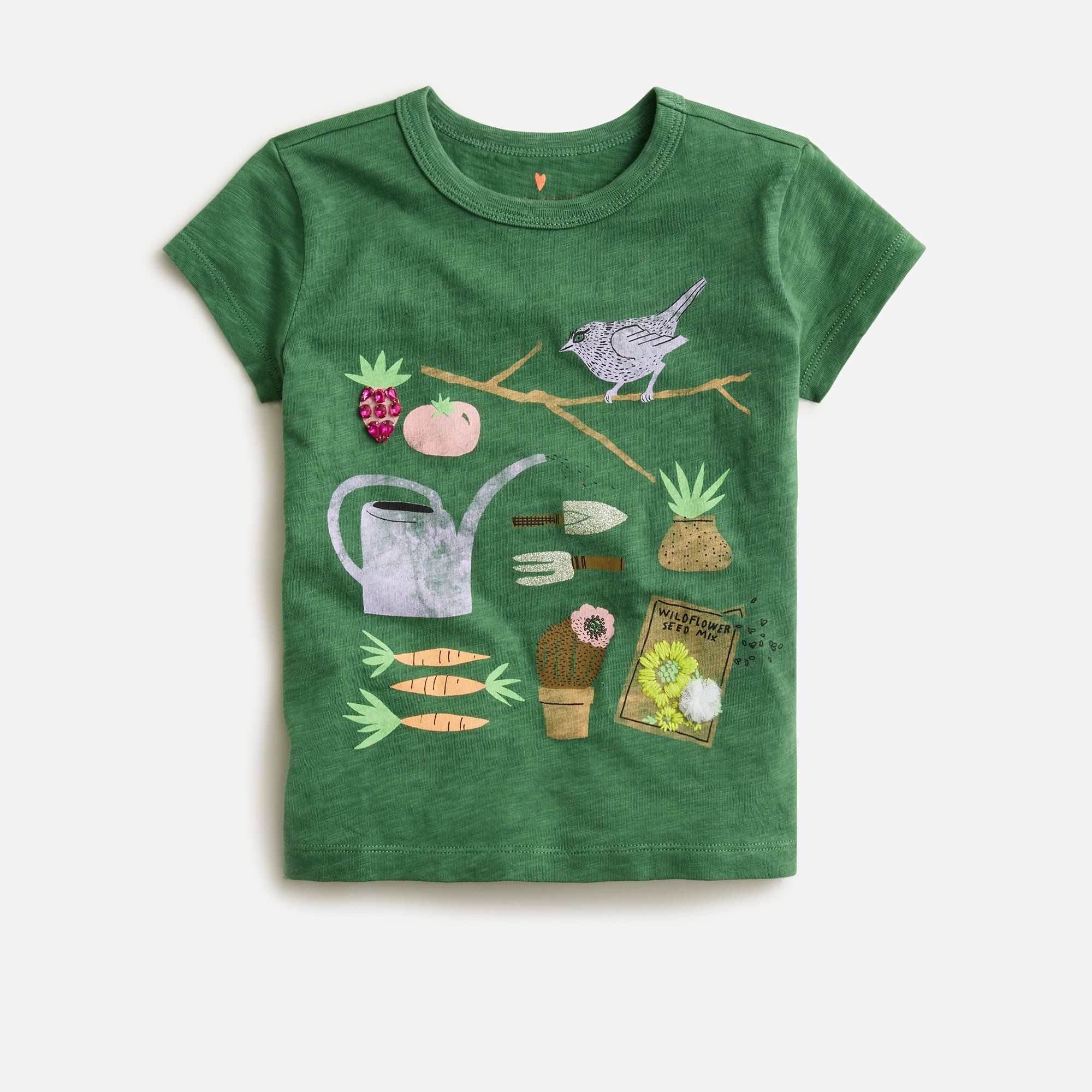  Girls' embellished garden graphic T-shirt