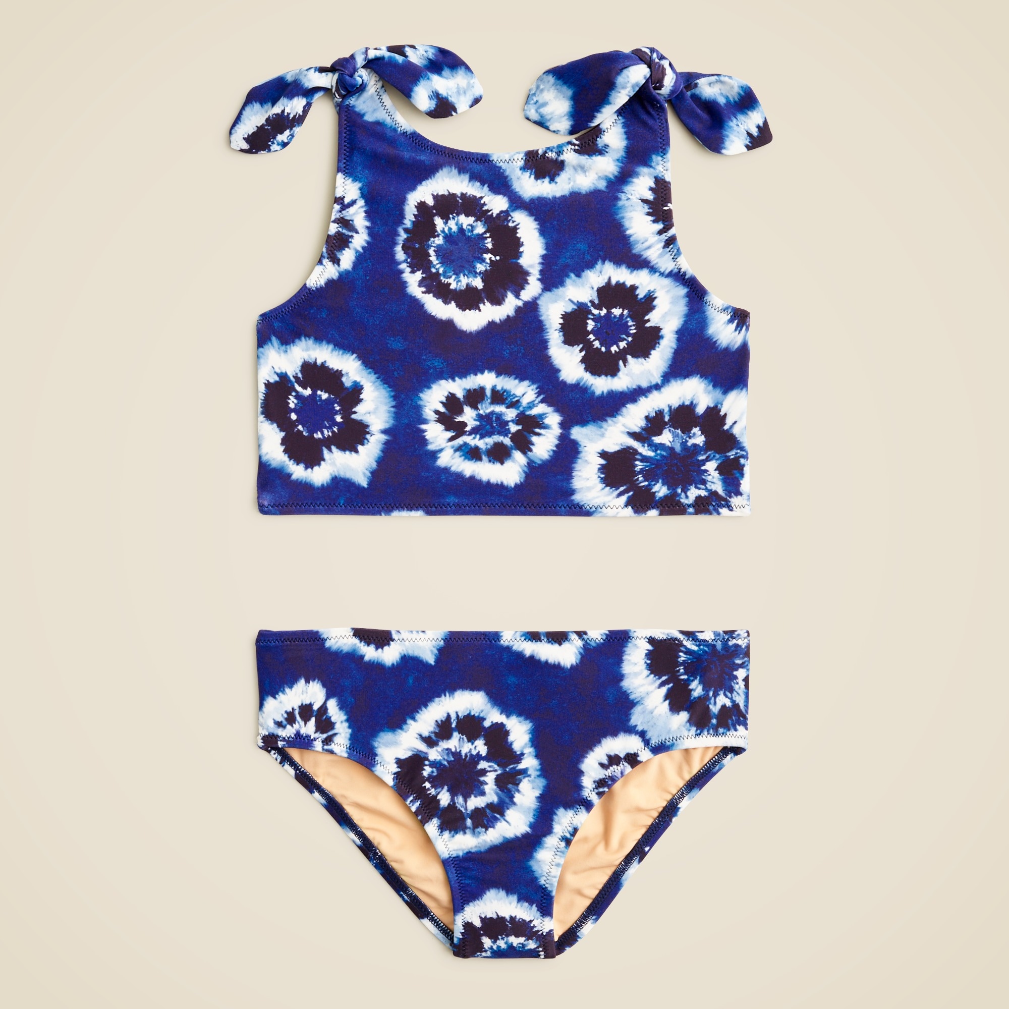 Girls' tie-shoulder two-piece swimsuit with UPF 50+