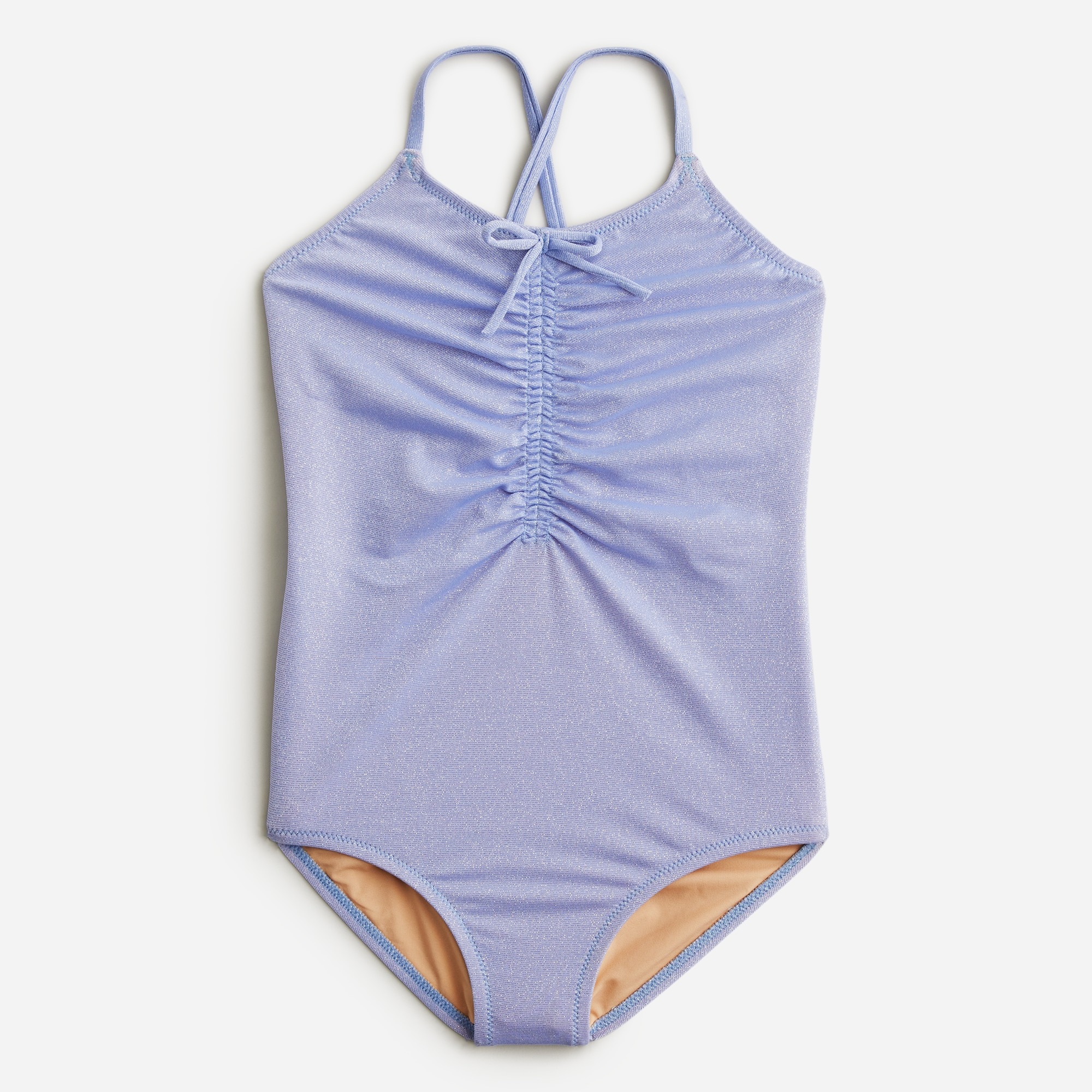  Girls' ruched shimmer one-piece swimsuit with UPF 50+